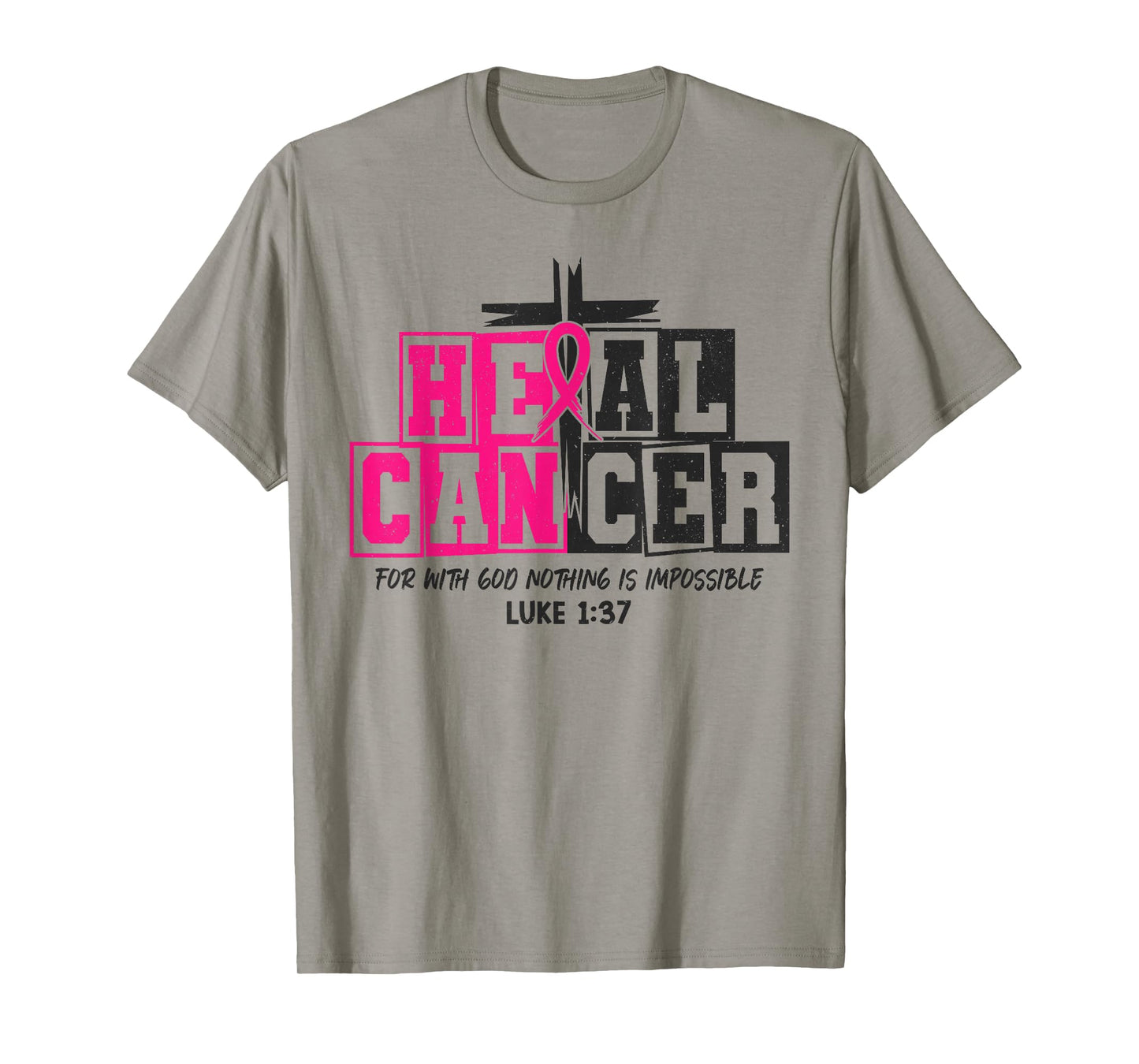 Breast Cancer Awareness Pink Ribbon Heal Cancer Christian T-Shirt