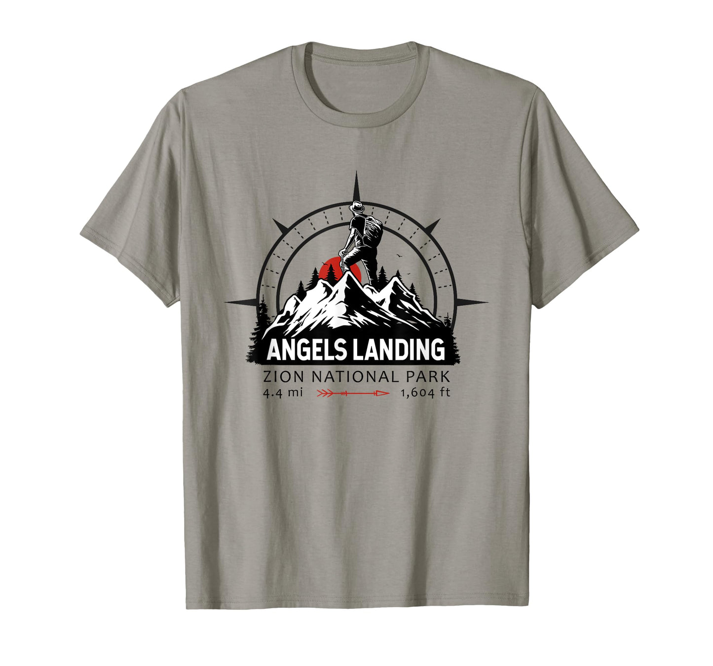 Angels Landing Trail Utah Hiker Compass Emblem T-Shirt