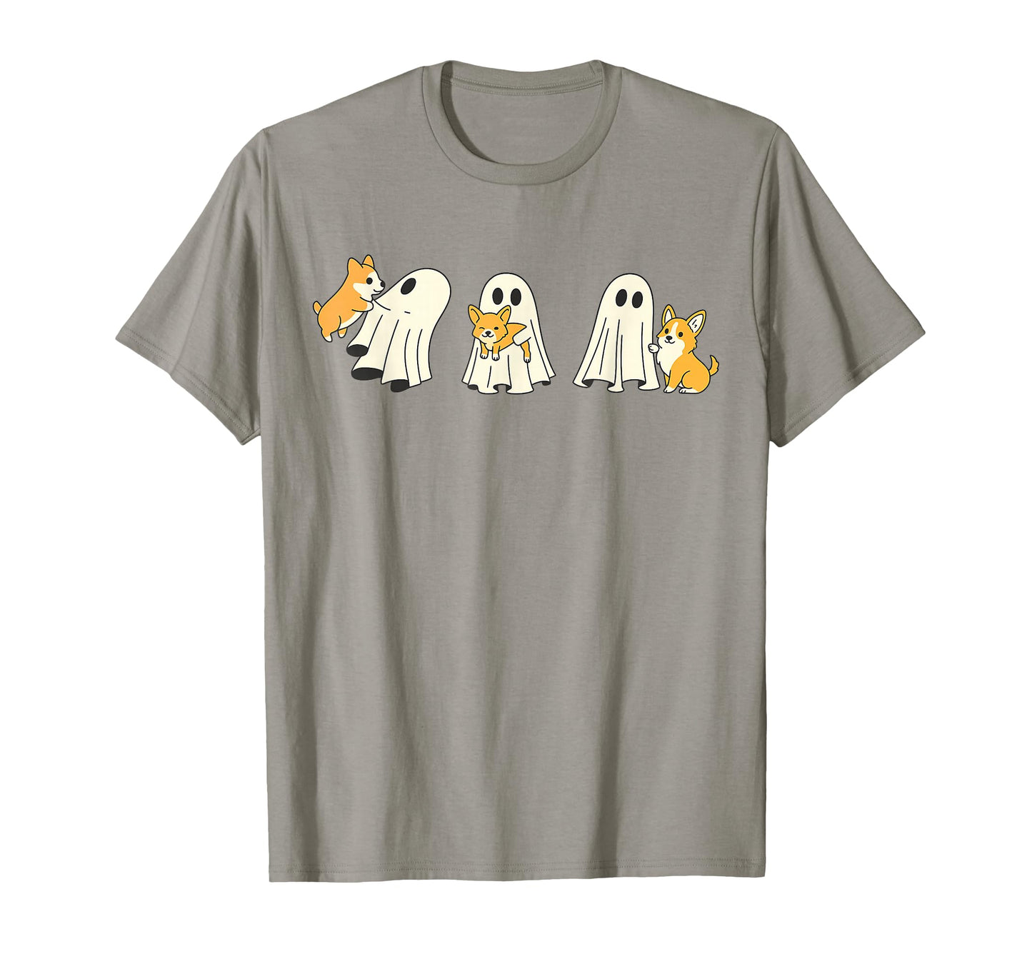 Ghost Holding Corgi Dog Halloween Costume Dog Lover T-Shirt