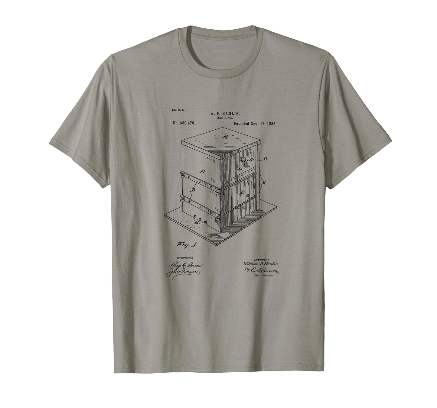 Vintage Patent Print 1885 Bee Hive Beekeeper Gift T-Shirt