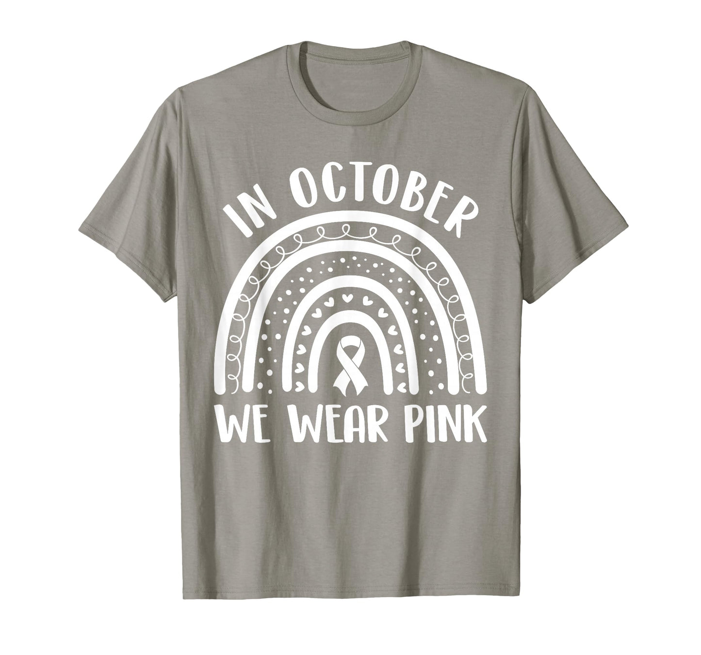 Breast Cancer Awareness Month Rainbow Kids Men & Womens Pink T-Shirt