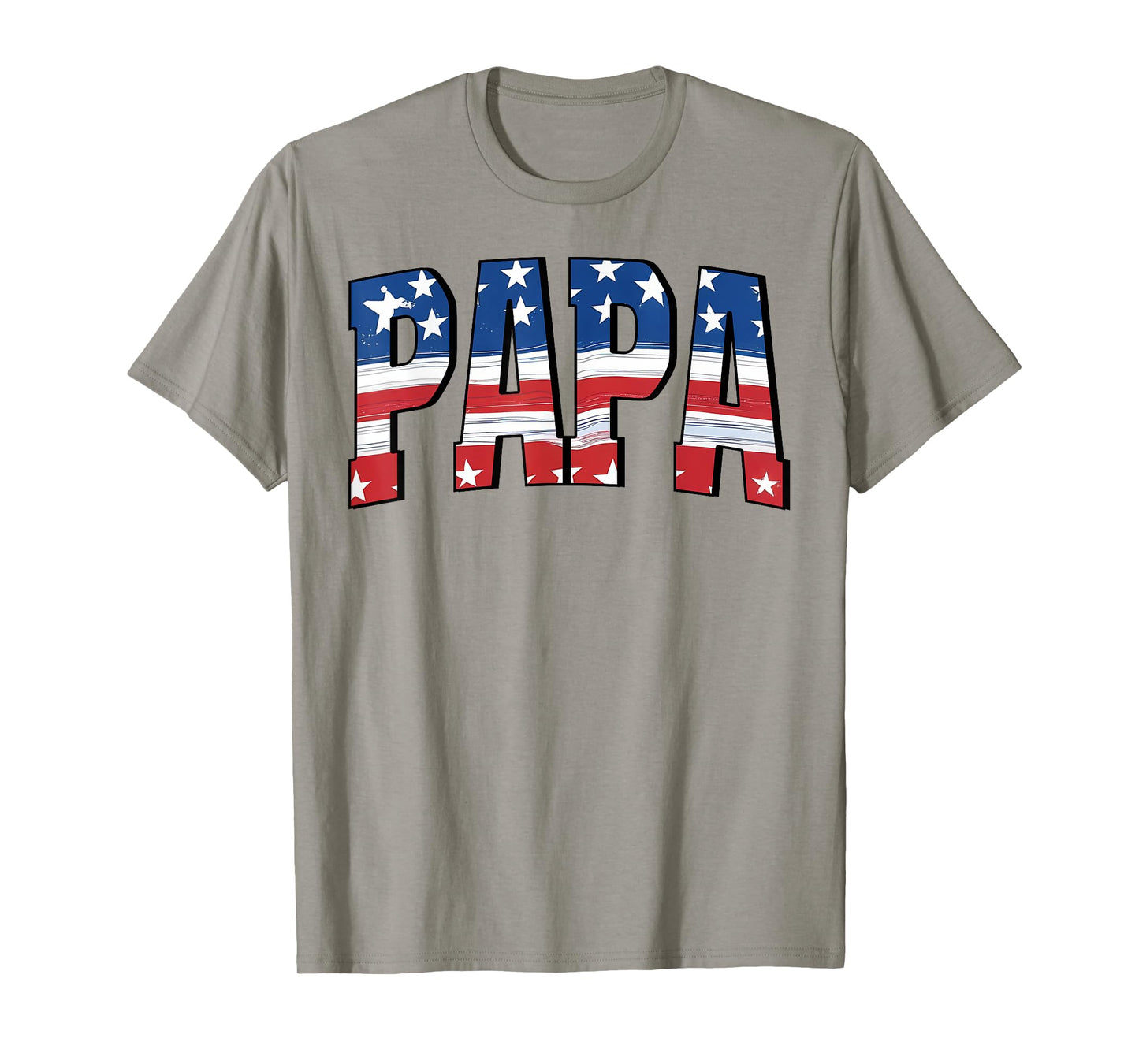 Papa Red White Blue American 4th Of July US Flag Matching T-Shirt