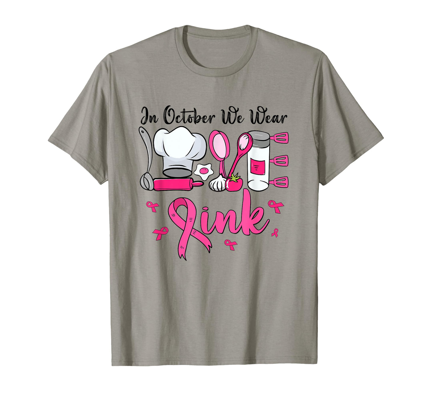 In October We Wear Pink LOVE Lunch Lady Breast Cancer T-Shirt