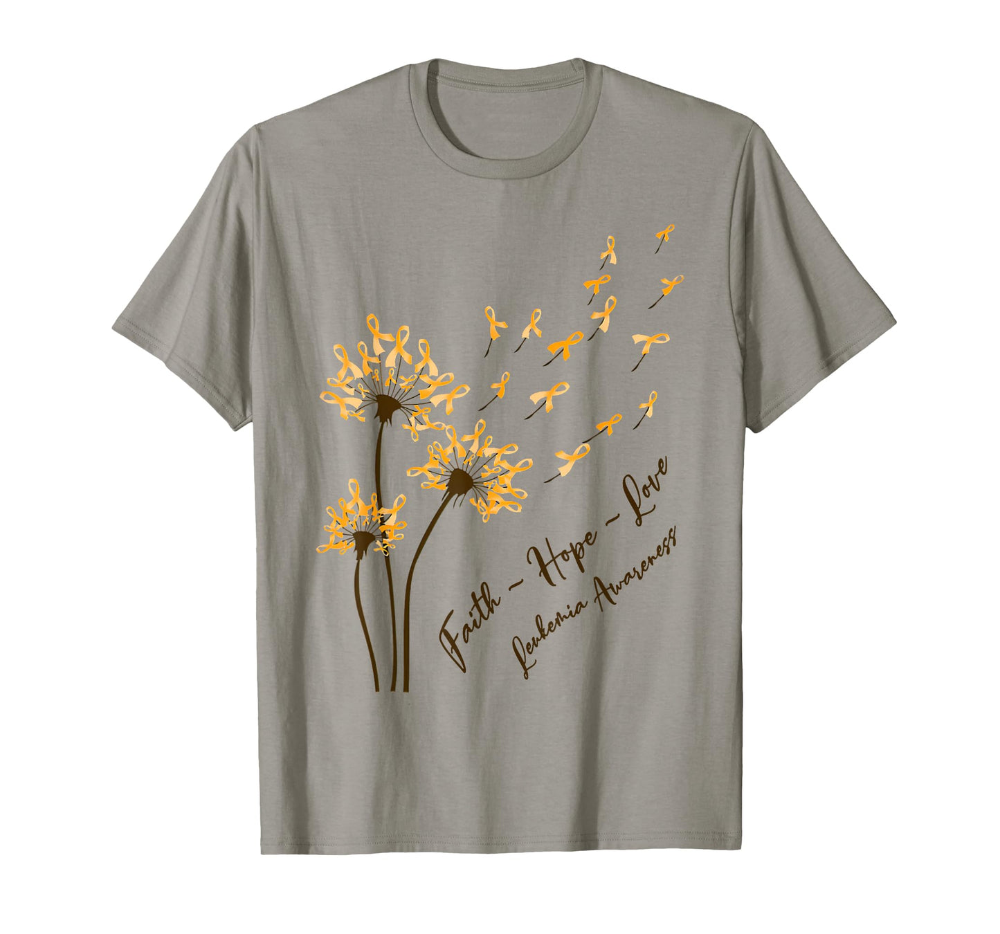 Faith Hope Love Leukemia Awareness Dandelion Orange Ribbon T-Shirt