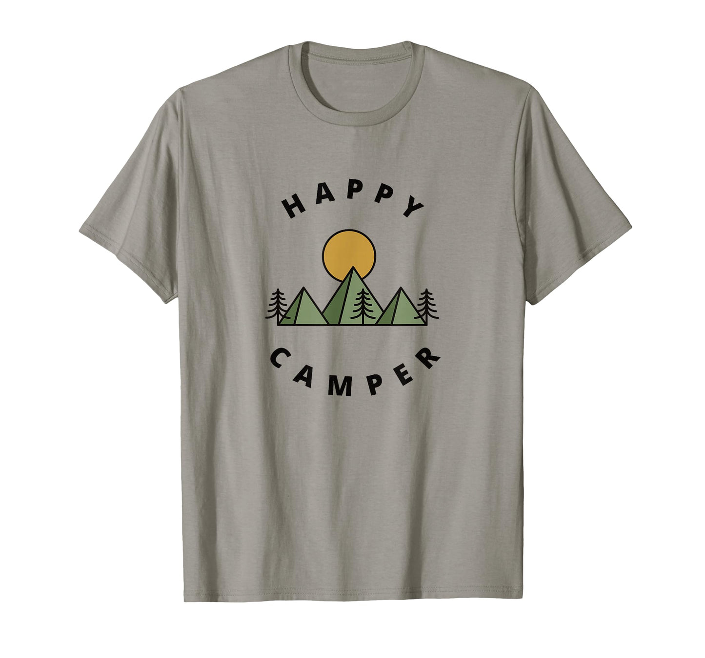 Happy Camper Camping Camp Forest Mountains Minimalist Mens T-Shirt