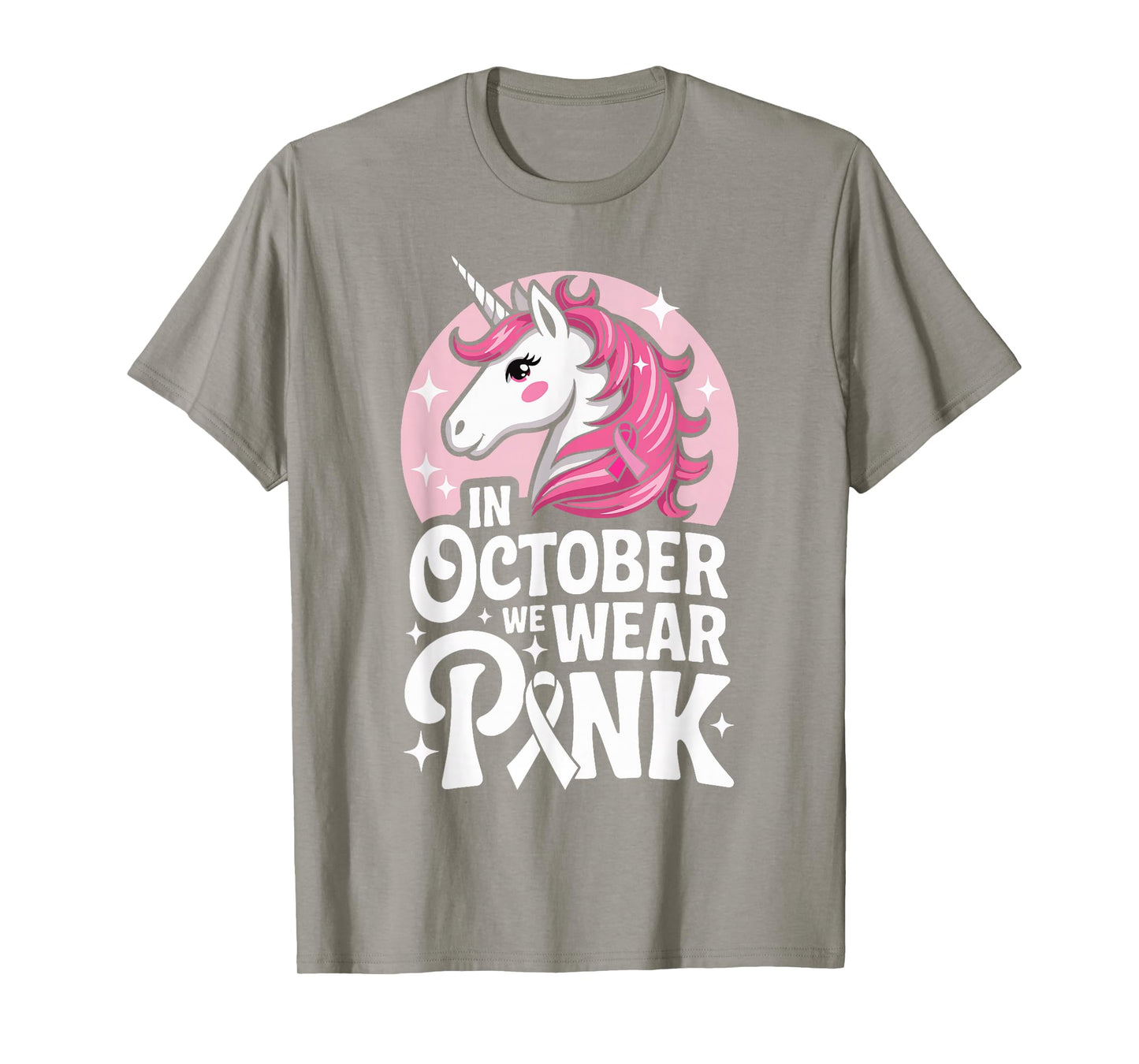 in October We Wear Pink Cute Unicorn Breast Cancer Month T-Shirt