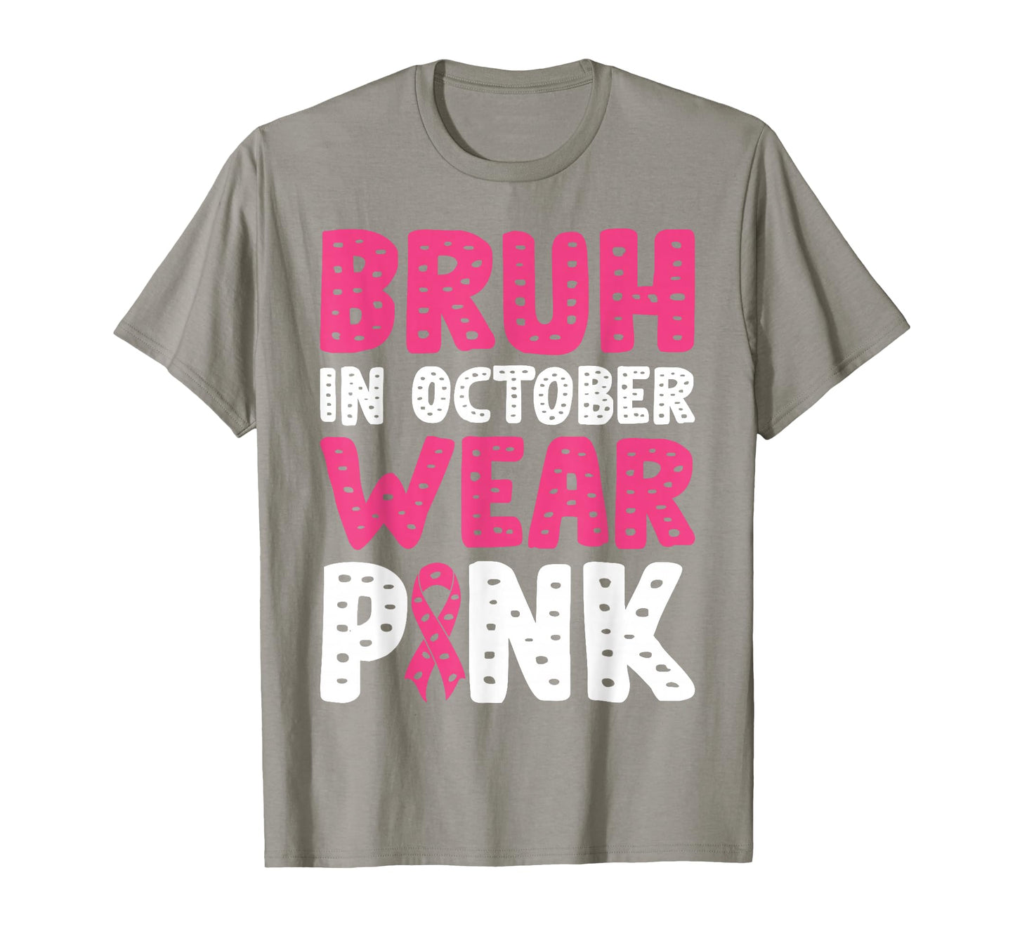 Breast Cancer Shirts for Kids Boys Bruh In October Wear Pink T-Shirt