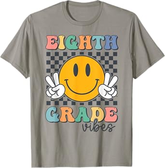 Eighth Grade Vibes Retro Smile Back To School 8th Grade Team T-Shirt