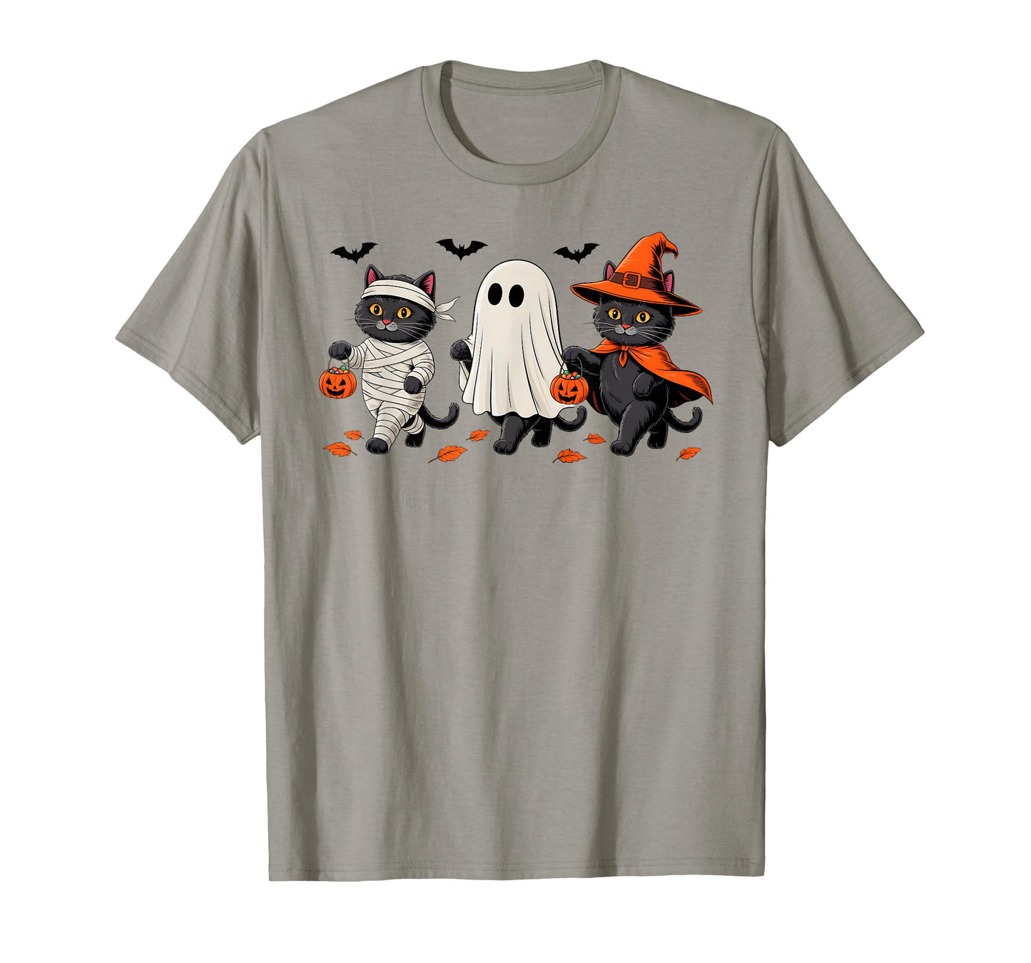 Cute Black Cat Spooky Ghost Witch Mummy Halloween Costume T-Shirt