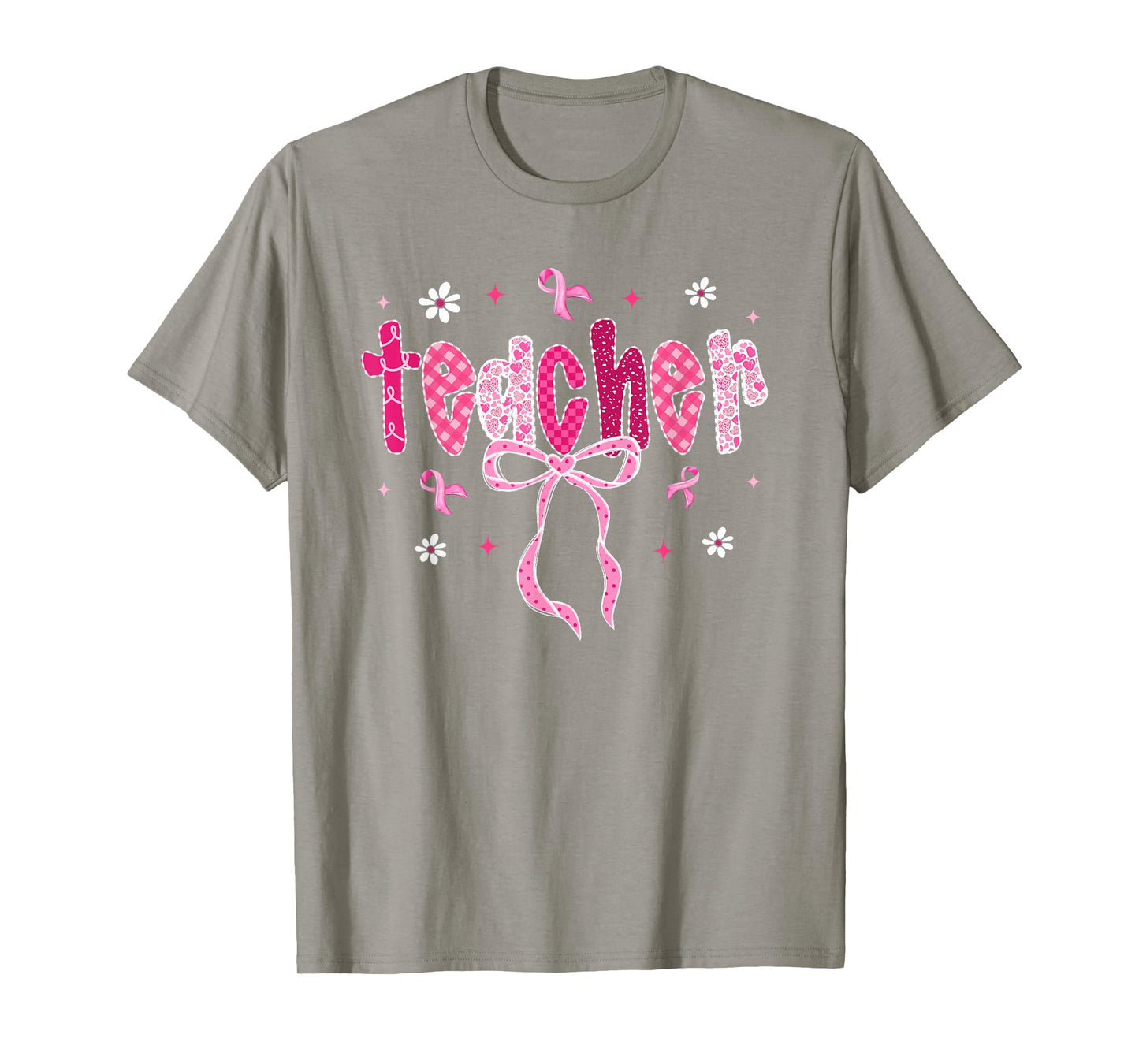 in October We Wear Pink Breast Cancer Awareness Teacher T-Shirt