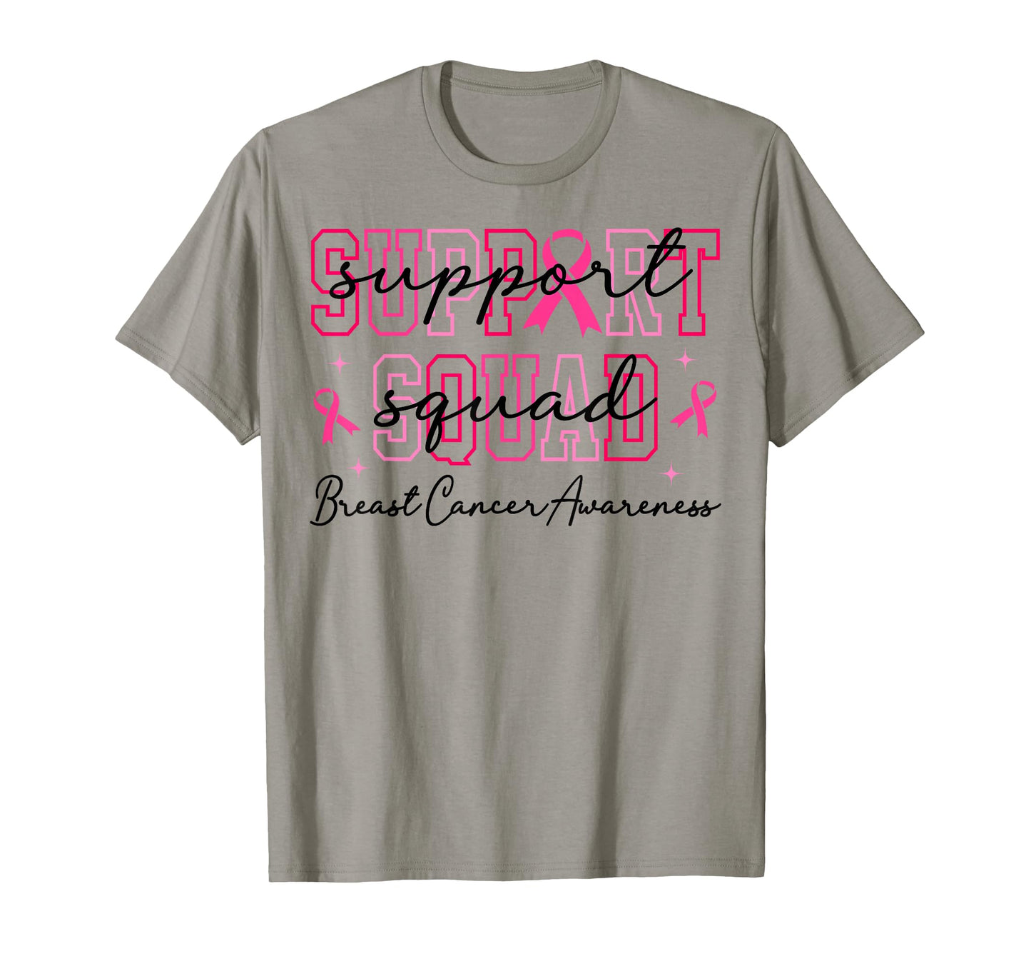 Support Squad Pink Breast Cancer Awareness Ribbon T-Shirt