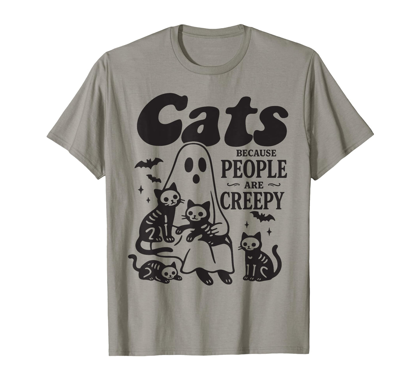 Cats Because People are Creepy Halloween Spooky Cat Lover T-Shirt