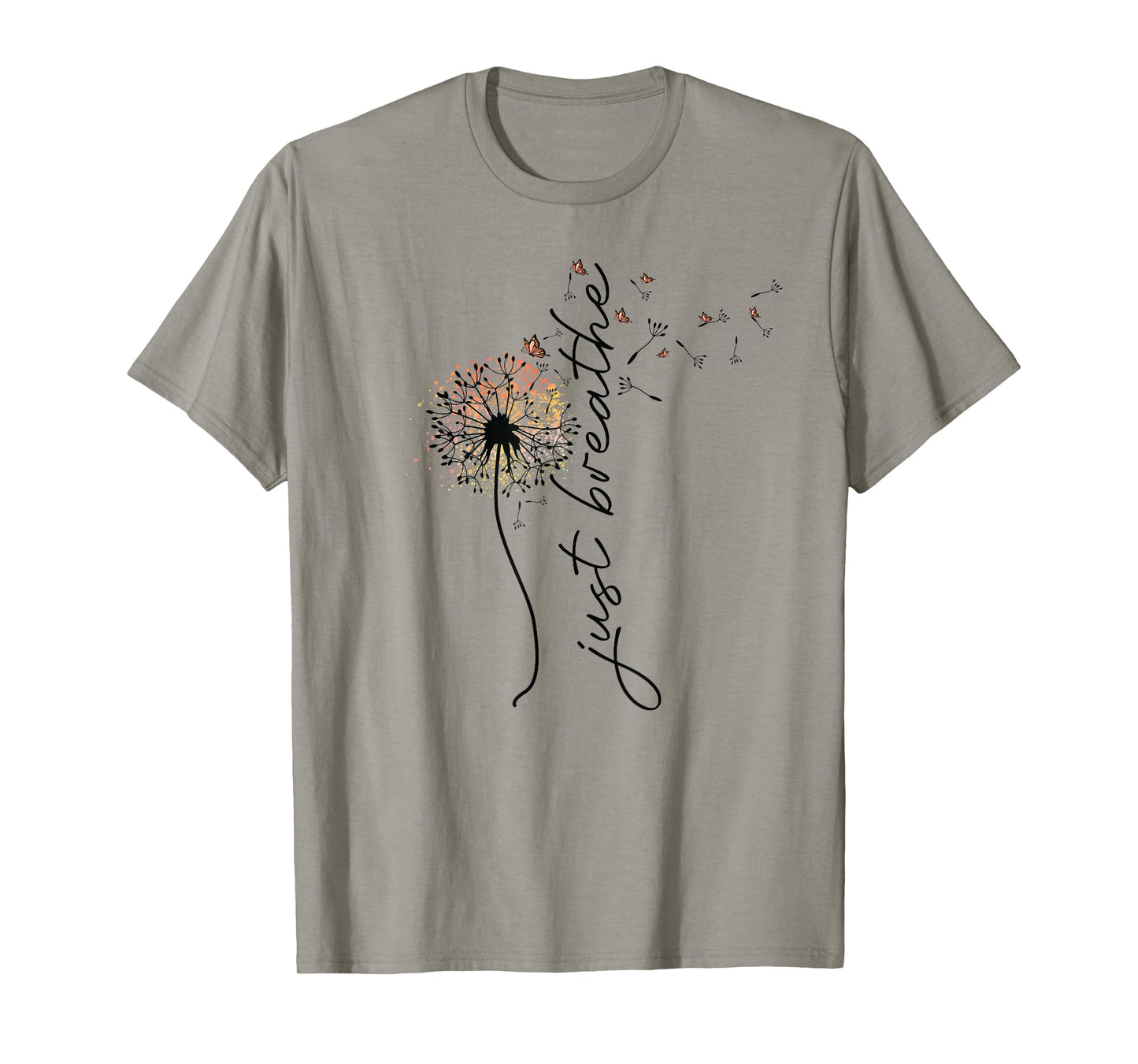 Just Breathe Tee Dandelion and Buterflies Womens Summer Top T-Shirt