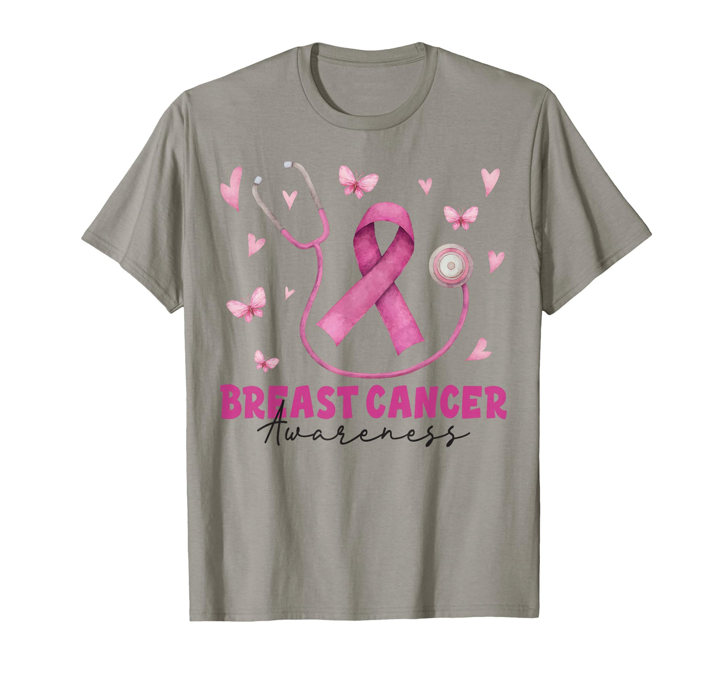 Pink Stethoscope Breast Cancer Awareness Nurse Scrub Women T-Shirt
