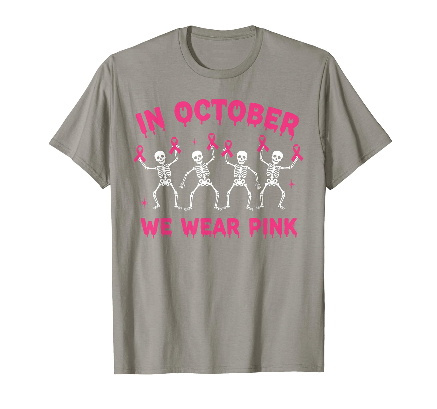 Pink Ribbon Breast Cancer Awareness Skeleton Boys Men Kids T-Shirt