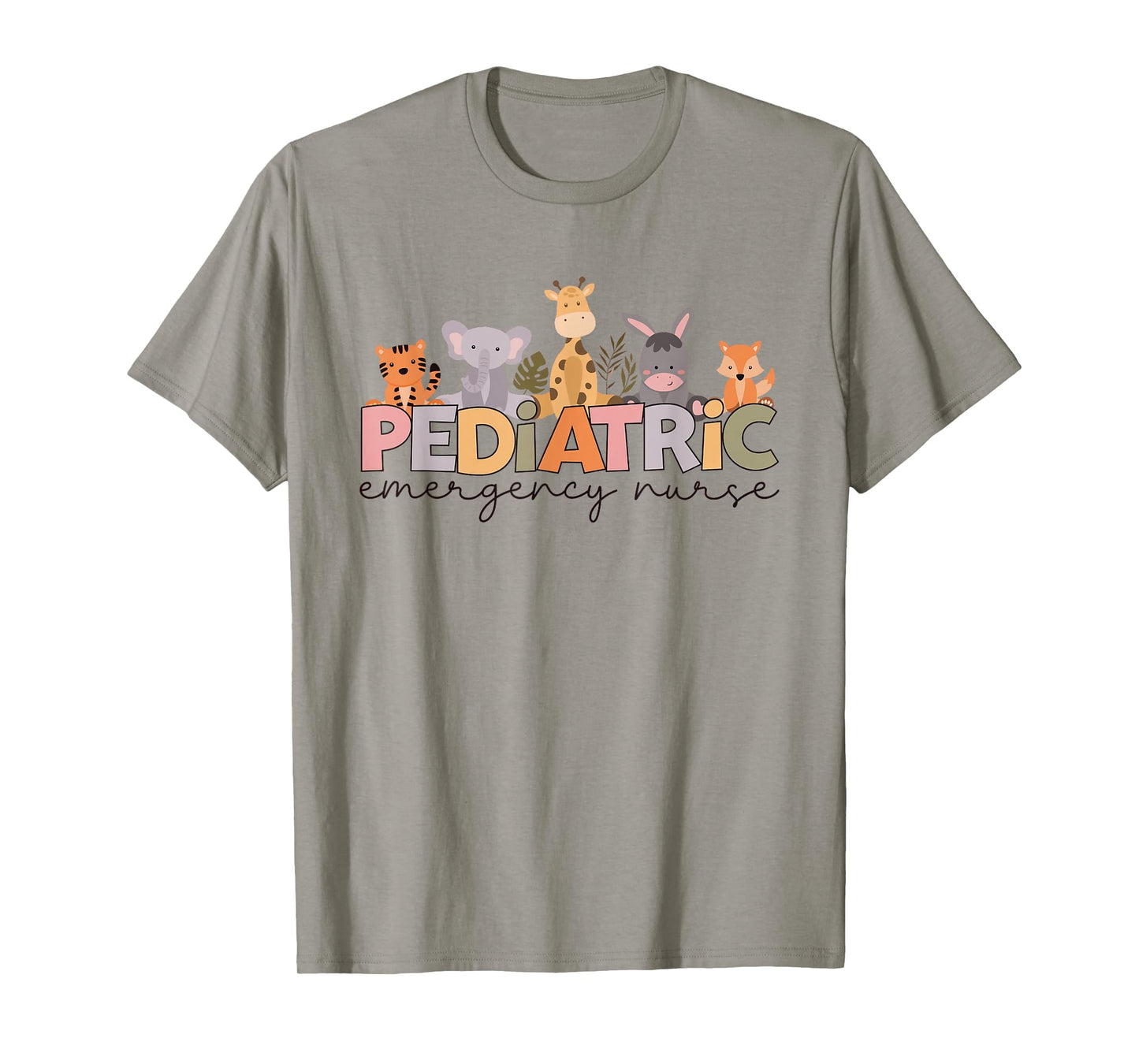 Women Pediatric Emergency Nurse Safari Animals Peds ER Nurse T-Shirt