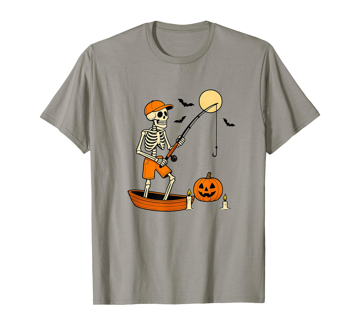 Skeleton Fishing Halloween Funny Fishing Boys Kids T-Shirt