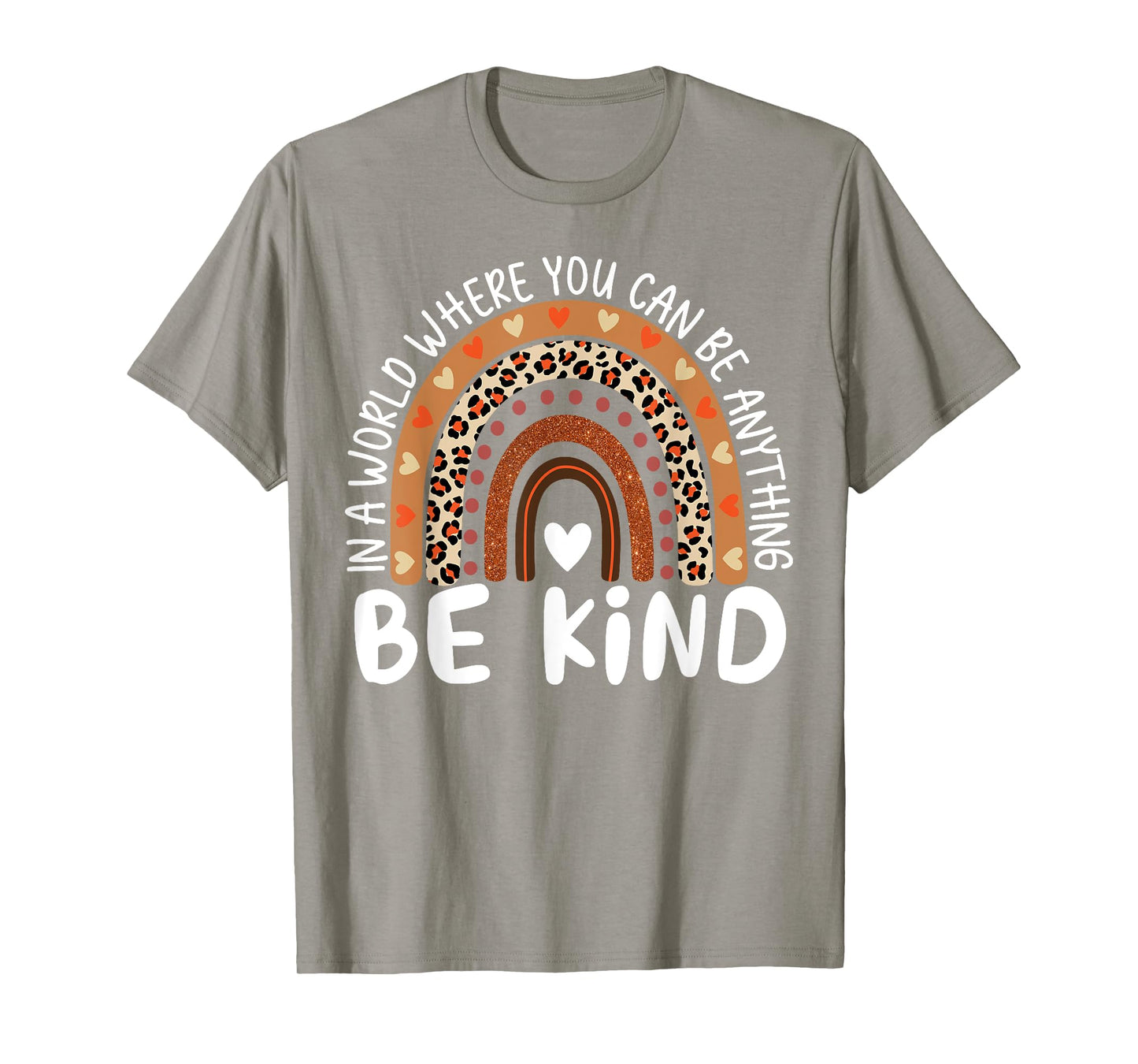 Unity Day Orange Anti Bullying Kids Girls Leopard Rainbow T-Shirt
