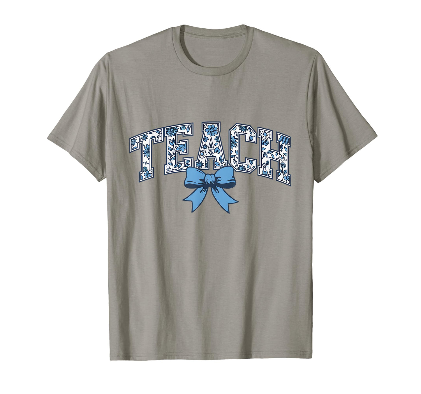 Teacher Coquette Toile Blue Bow Floral T-Shirt