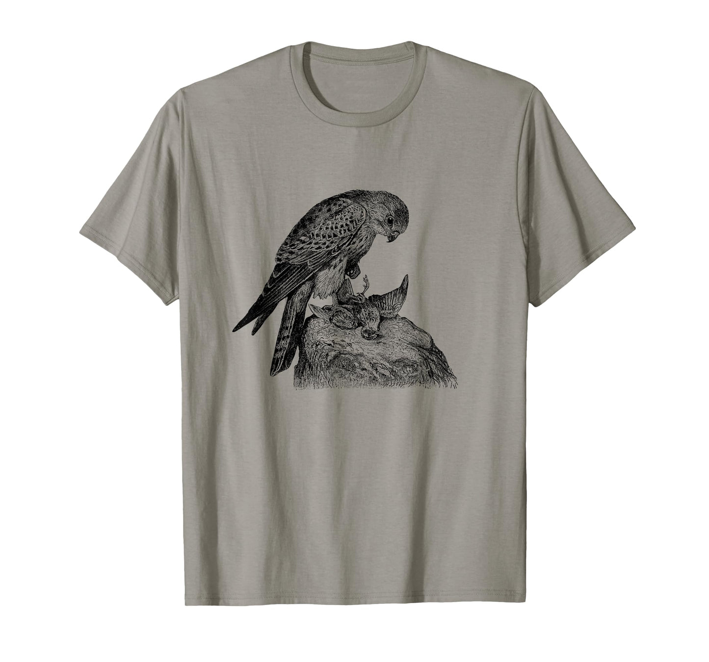 Old World Kestrel Bird with Prey Print T-Shirt