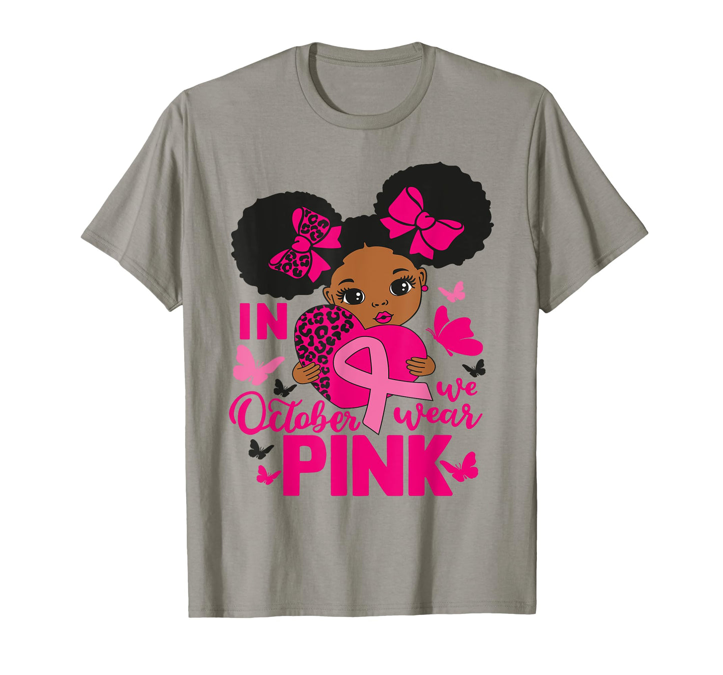 In October We Wear Pink Black Woman Breast Cancer Awareness T-Shirt
