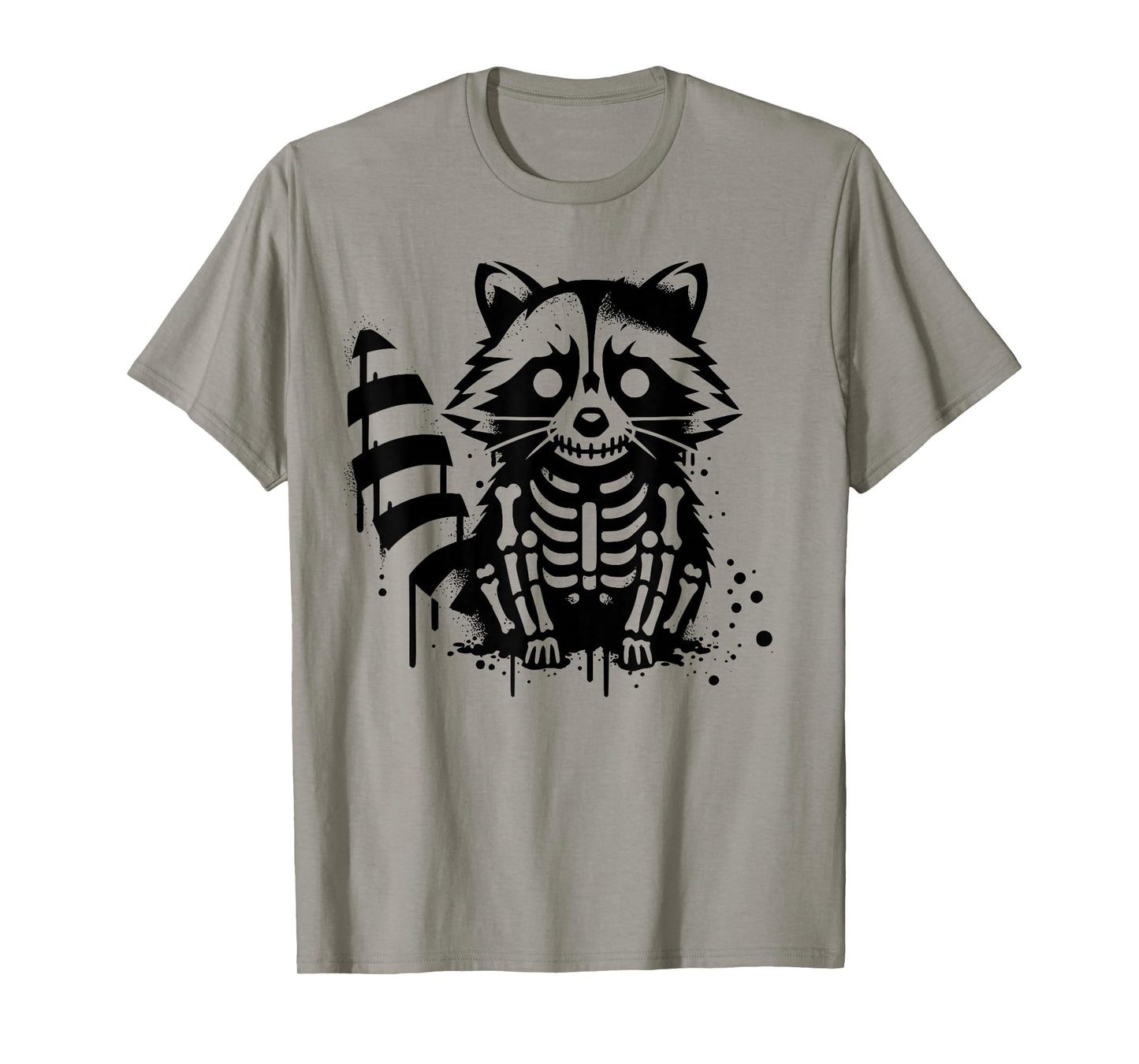 Halloween Skeleton Raccoon Zombie Graffiti Street Art T-Shirt