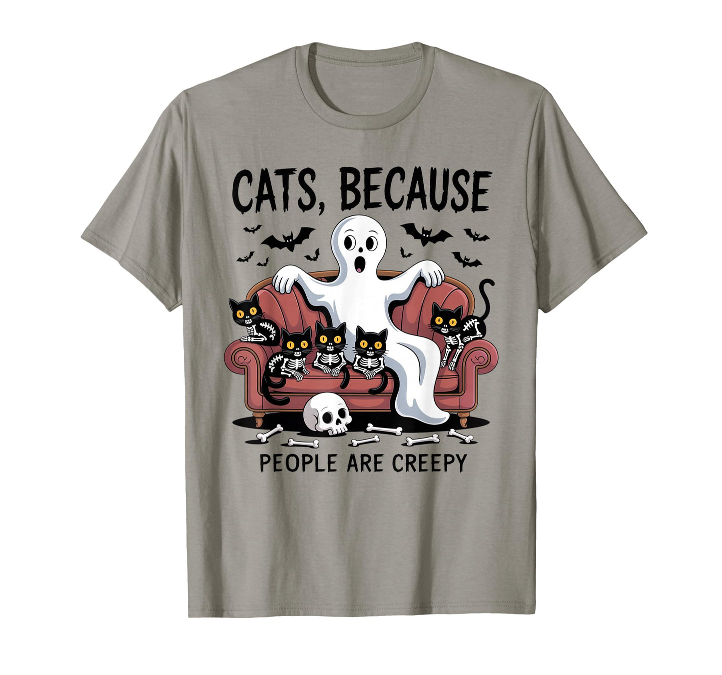 Cats Because People are Creepy Ghost Halloween Cat Mom Kids T-Shirt