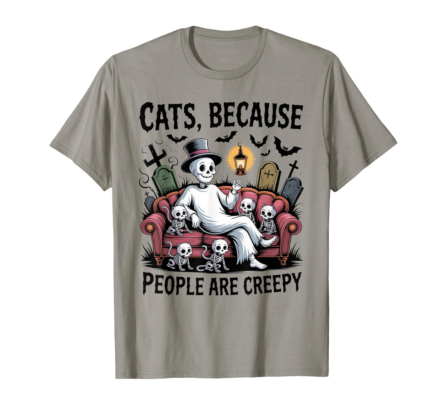 Cats Because People are Creepy Ghost Halloween Cat Mom Kids T-Shirt