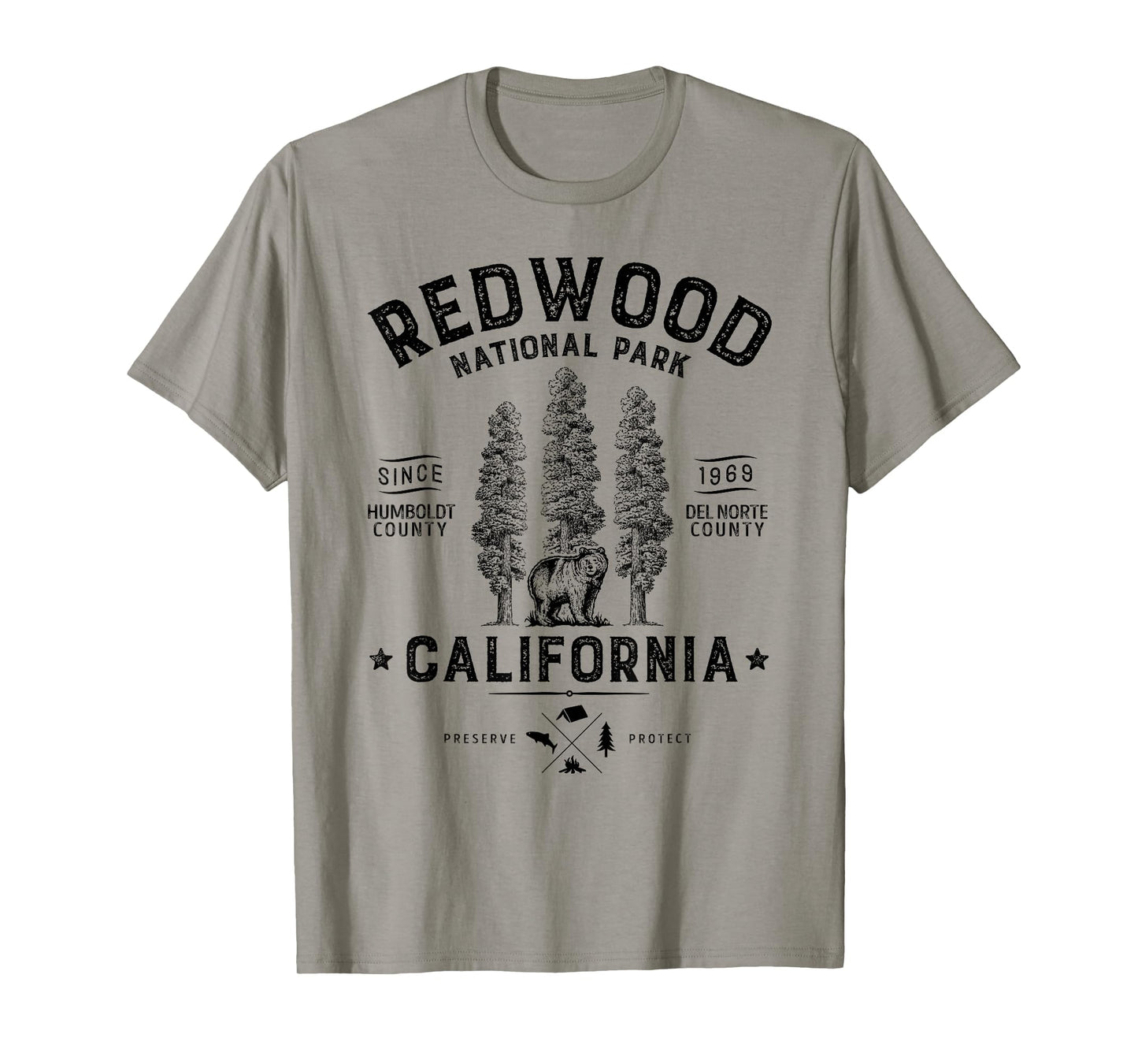 Redwood National Park T Shirt Vintage California Bear Gifts T-Shirt