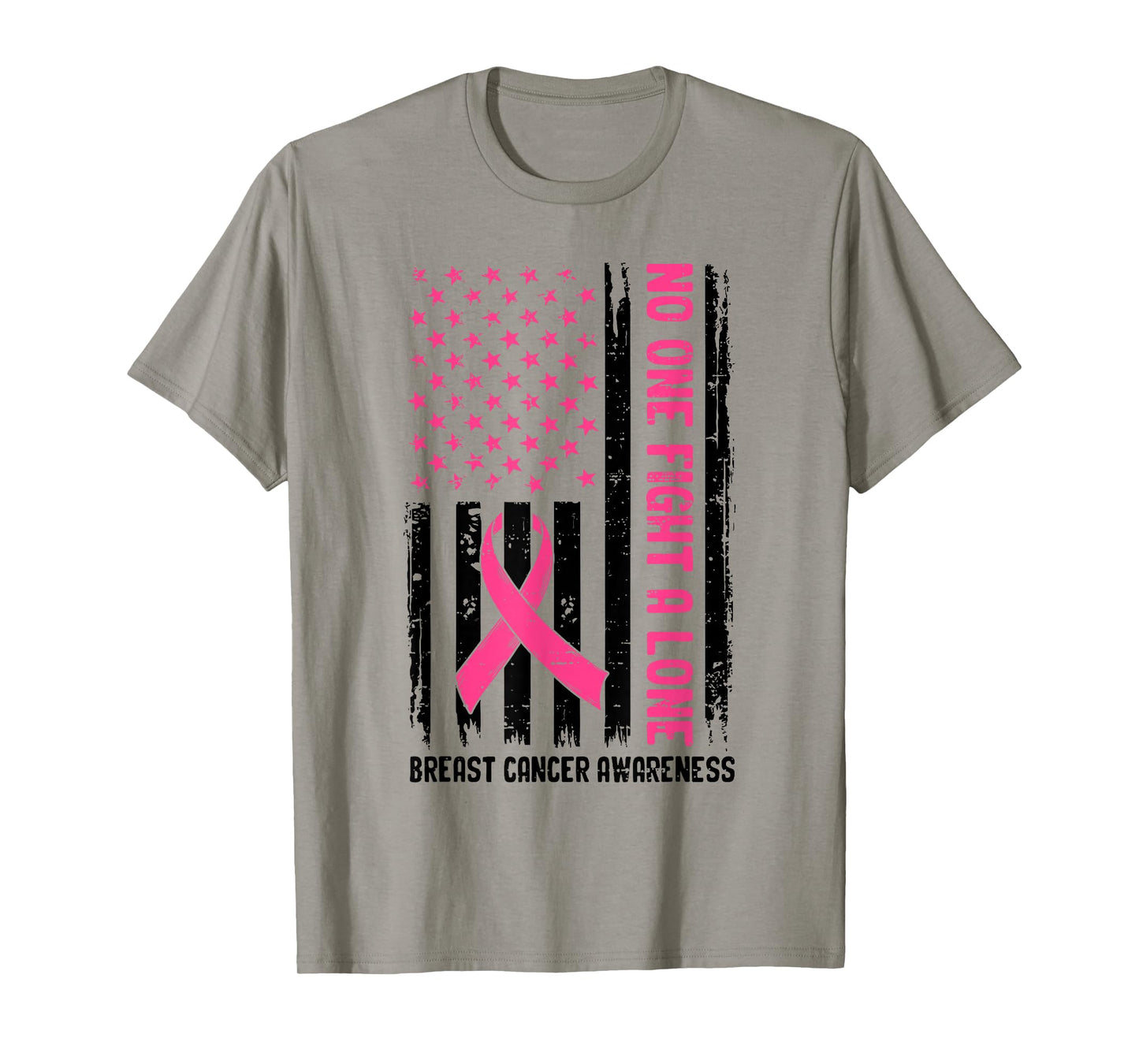 Breast Cancer Awareness USA Flag Pink Ribbon Men Women Kids T-Shirt