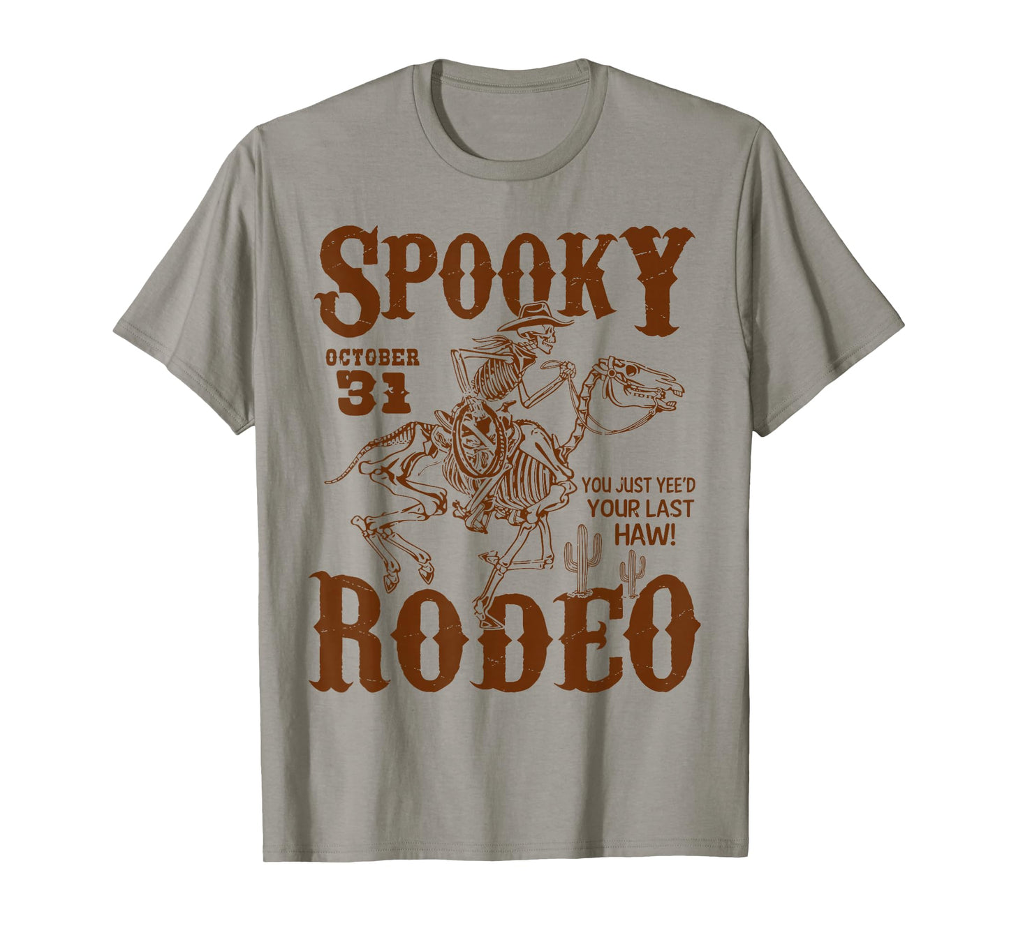 Retro October 31 Rodeo Western Skeleton Spooky Season Cowboy T-Shirt