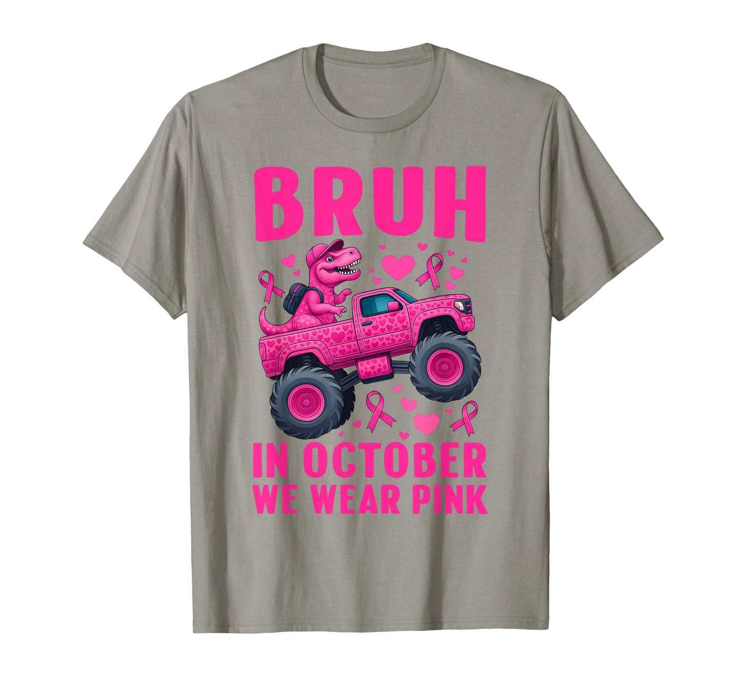 Bruh in October We Wear Pink Breast Cancer Kids Teen Girls T-Shirt