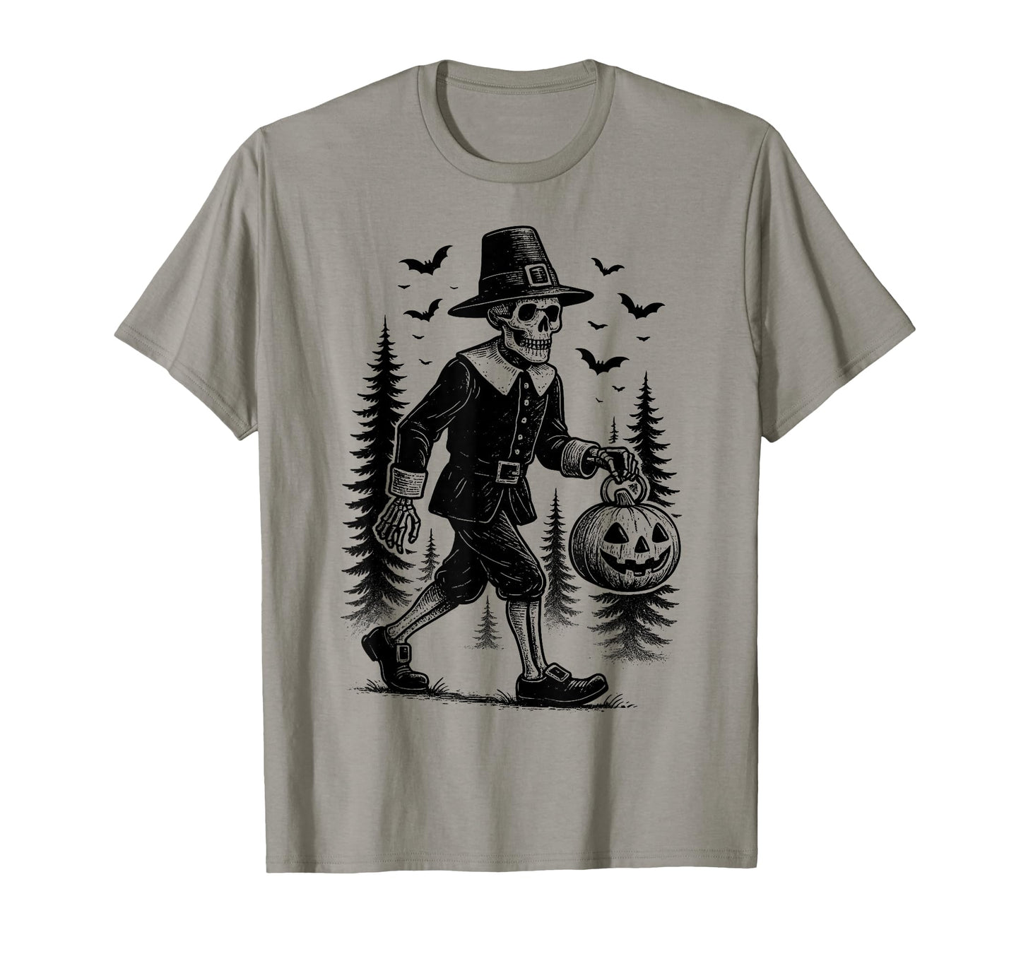 Spooky Halloween Skeleton Pumpkin Lantern Vintage Men Women T-Shirt