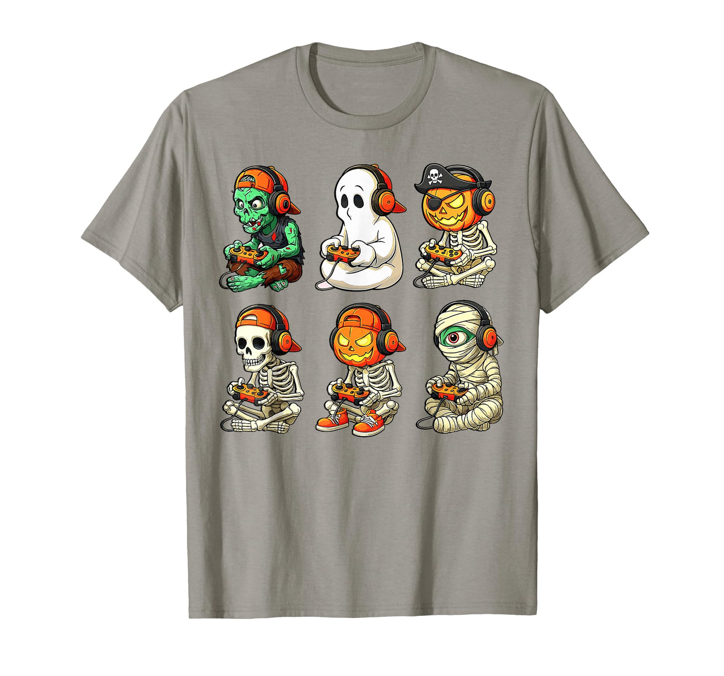 Halloween Skeleton Zombie Mummy Gaming Controllers Boys Kids T-Shirt