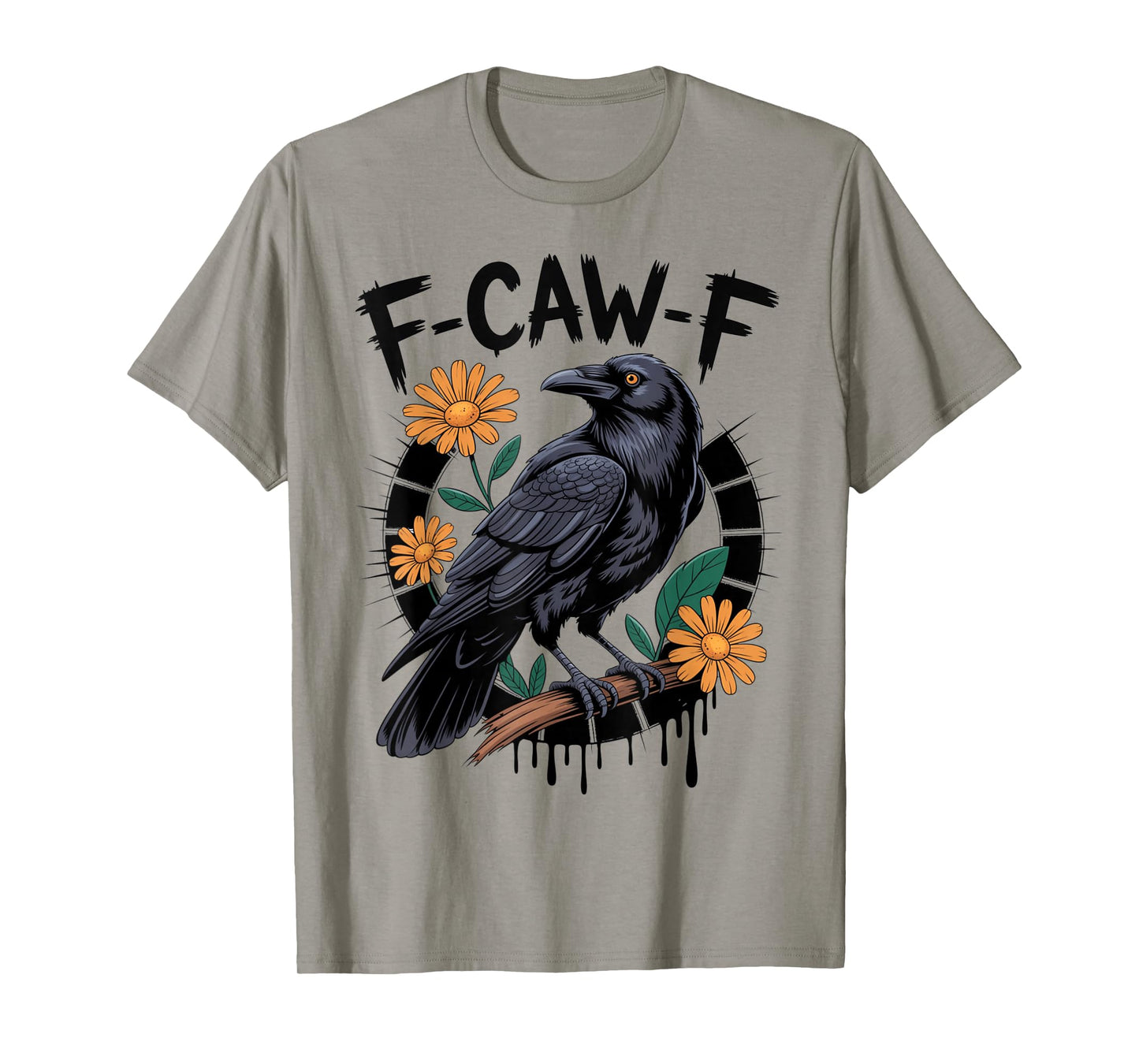 Black Crow F-Caw-F Funny Gothic Bird Moon Adult Humor T-Shirt
