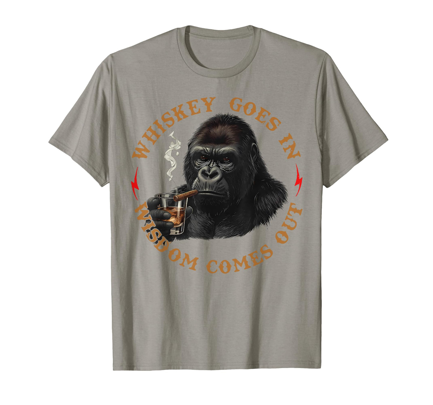 Whiskey Goes in Wisdom Comes Out Funny Monkey T-Shirt