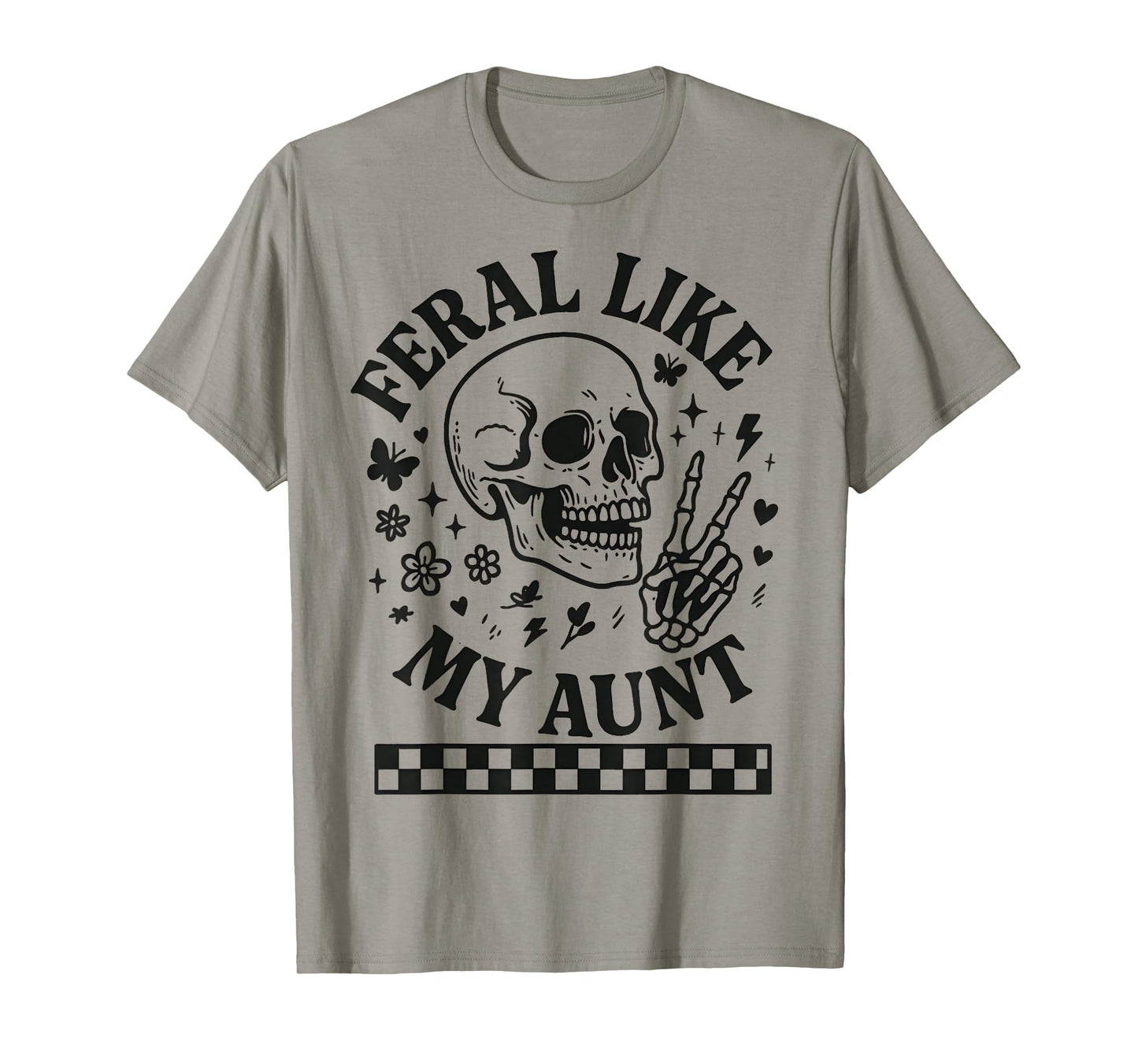Feral Like My Aunt Funny Skeleton Hands Retro T-Shirt