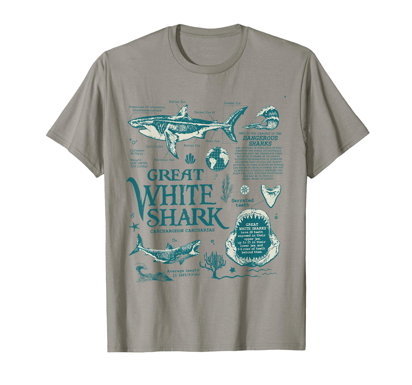Great White Shark Anatomy , Marine Biologist T-Shirt