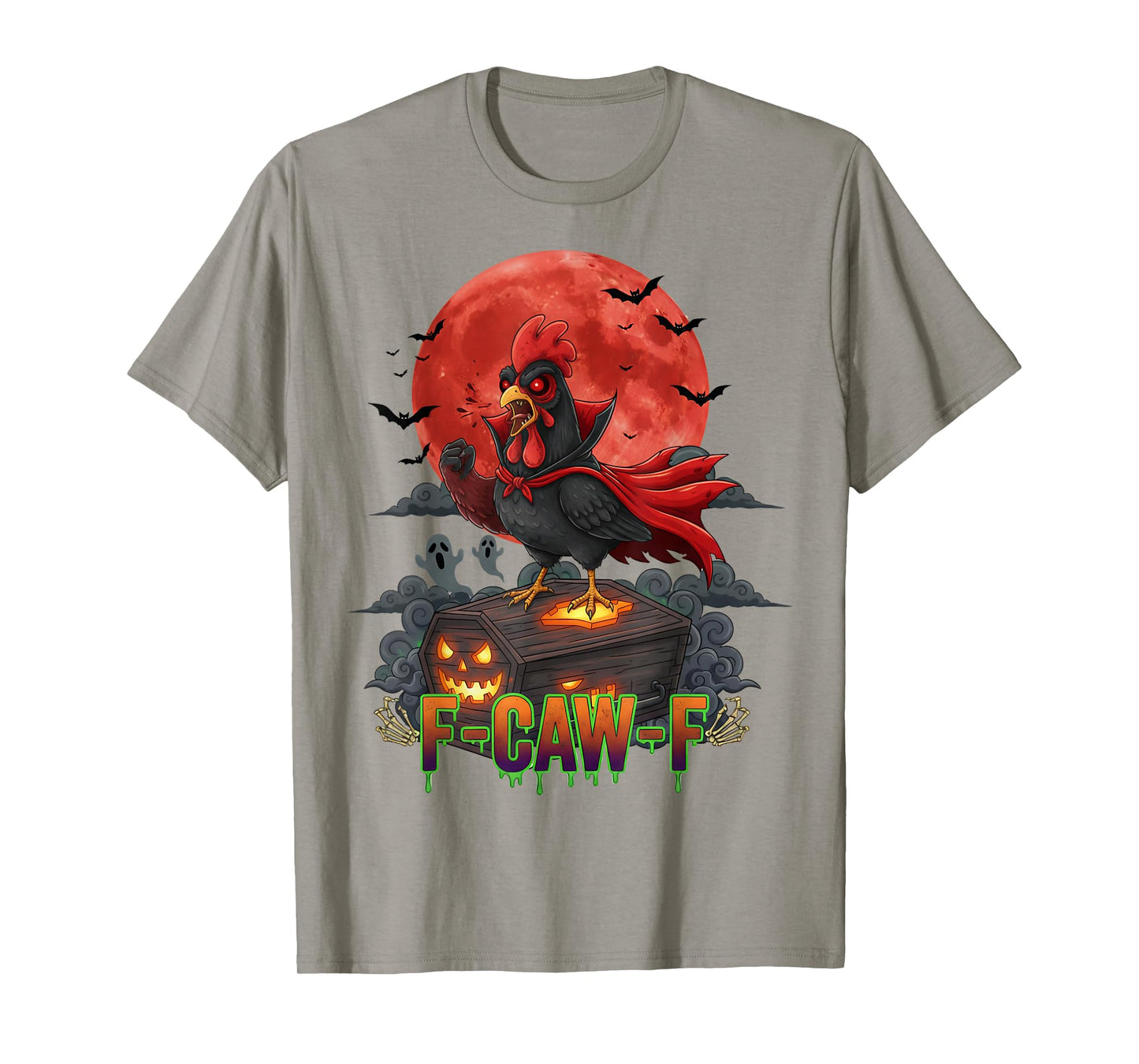 F-Caw-F Spooky Chicken Vampire Halloween Funny Adult Humor T-Shirt