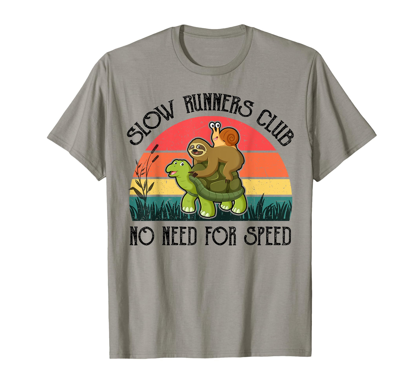 Funny Lazy Sloth Shirt Snail Riding Turtle Slow Runners Club T-Shirt