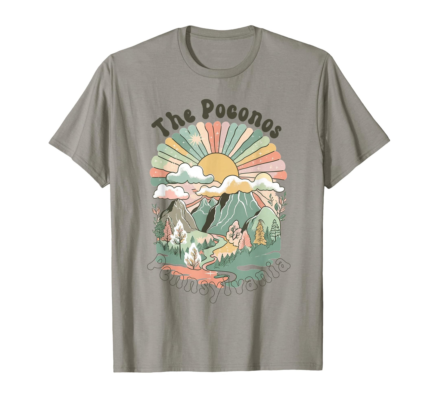 Vintage The Poconos Pennsylvania Mountains Hiking Sunset T-Shirt