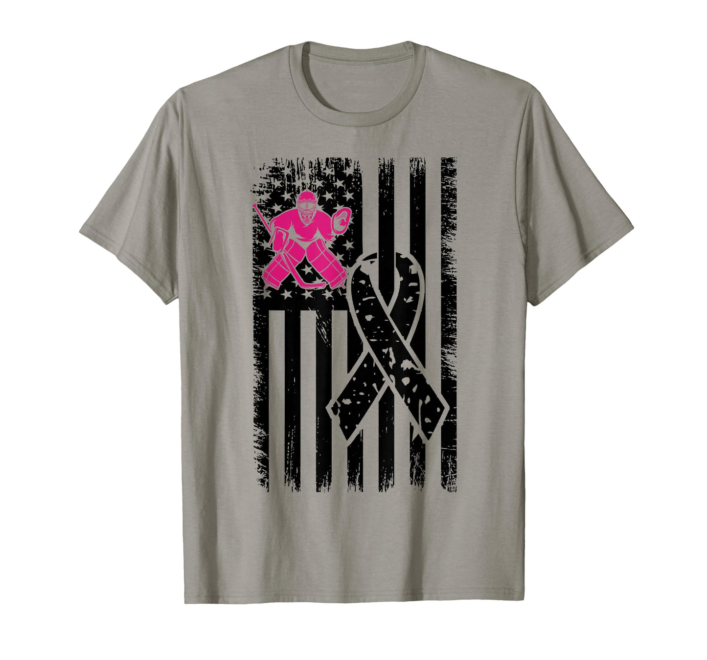 Hockey Pink Ribbon Breast Cancer Awareness Sport Lover T-Shirt