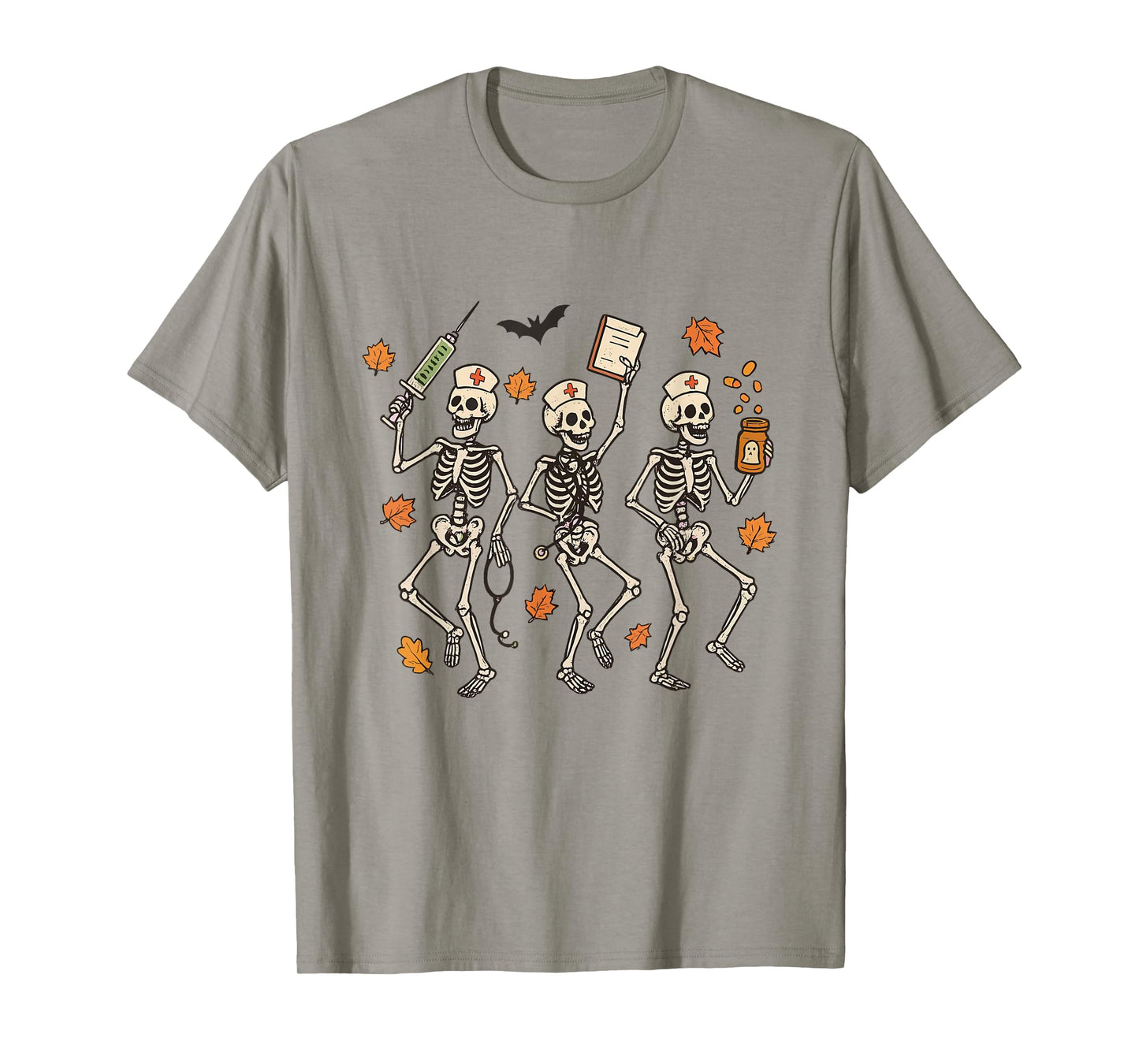 Skeleton Dancing Nurse Halloween Skull Nurse ER Fall Vibes T-Shirt