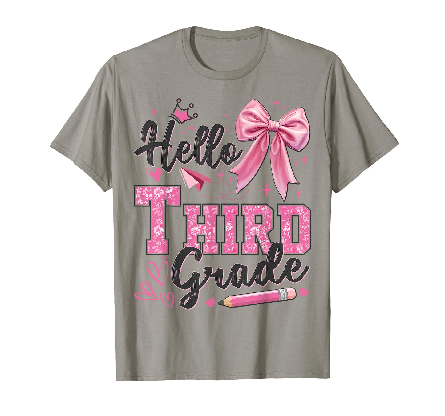 Hello Third Grade First Day Of School Coquette Teacher Girl T-Shirt