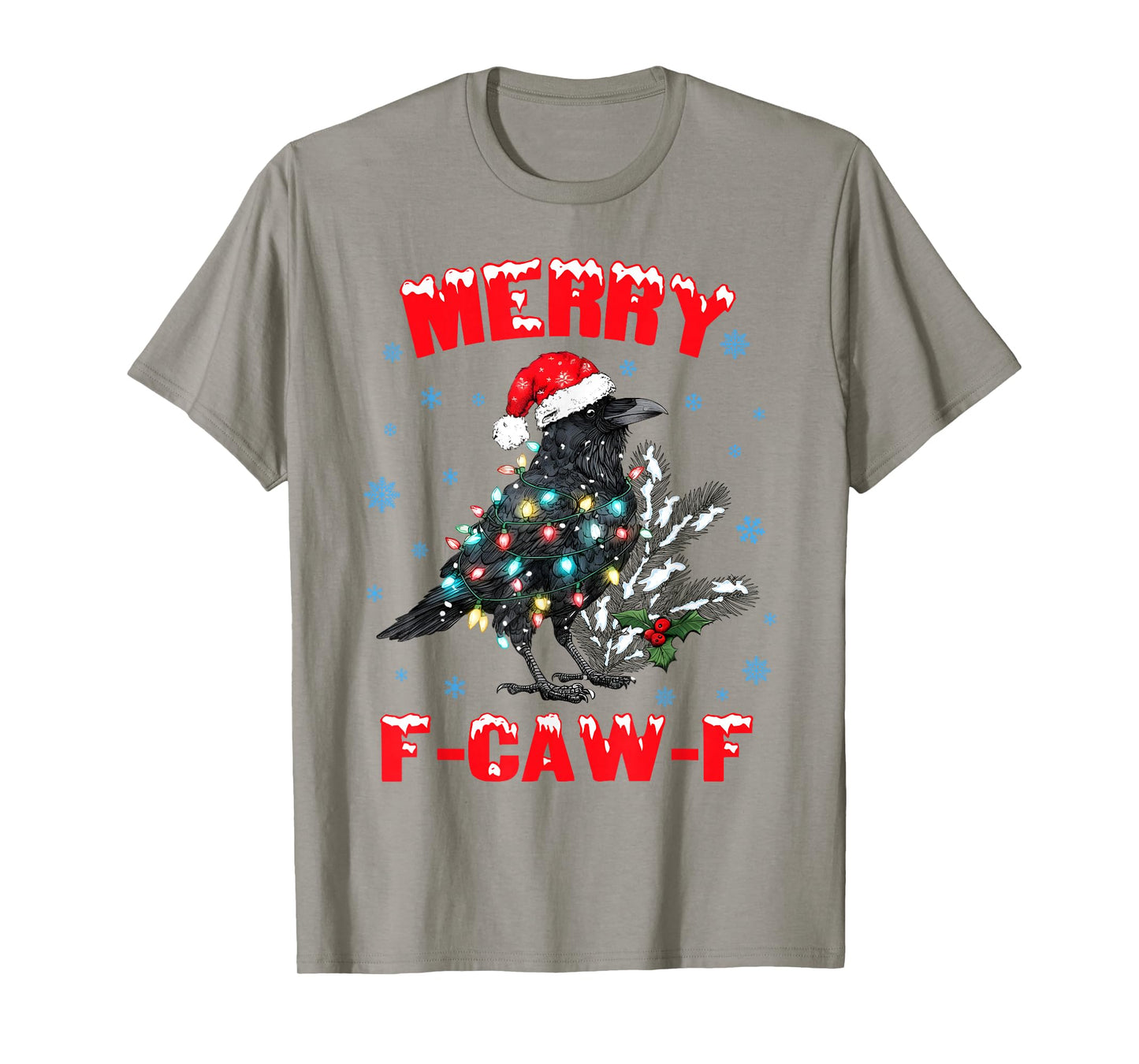 Merry Christmas F-Caw-F Crow Santa Black Bird Xmas Raven T-Shirt