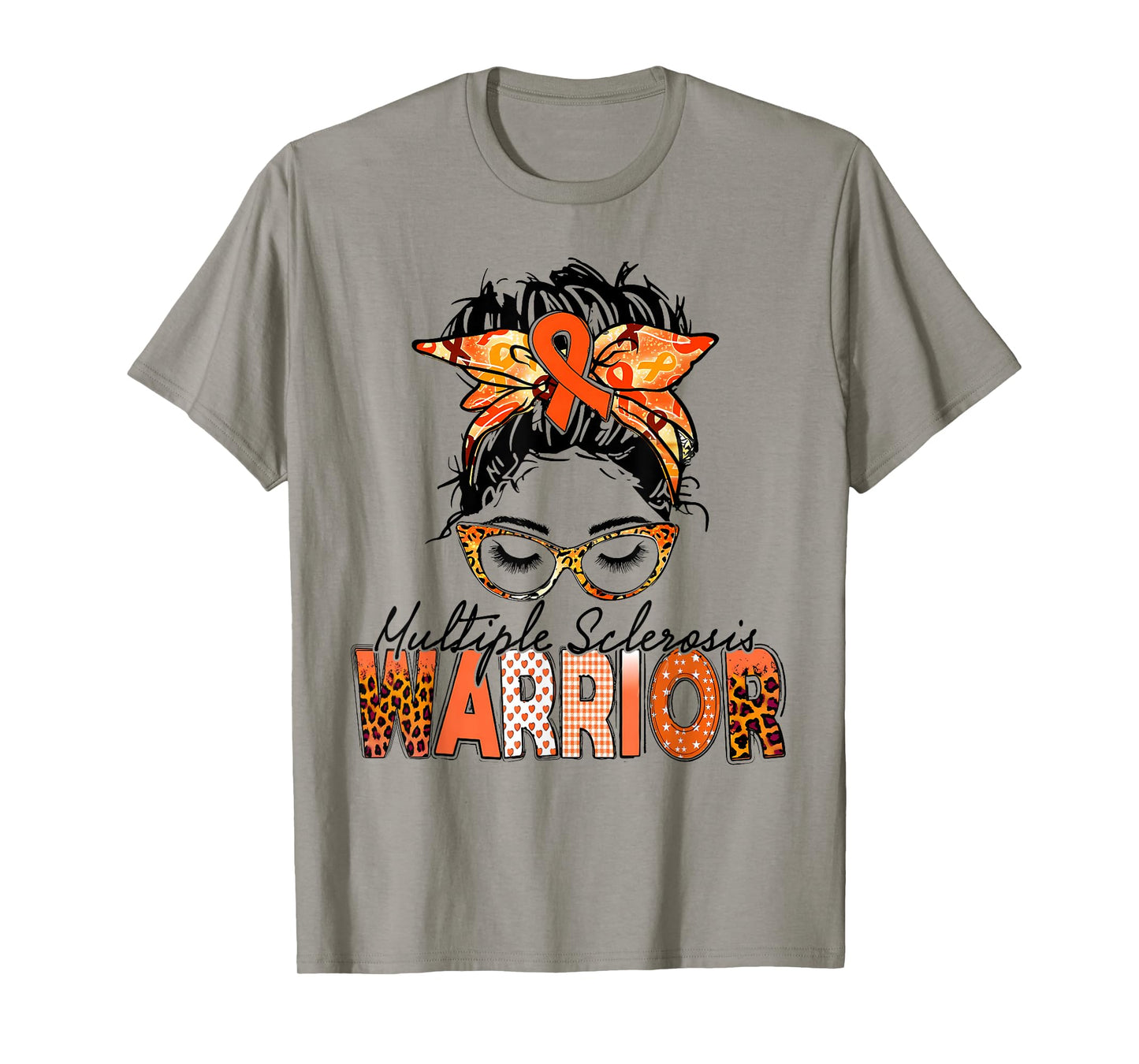Womens MS Warrior Messy Bun - Multiple Sclerosis Awareness T-Shirt