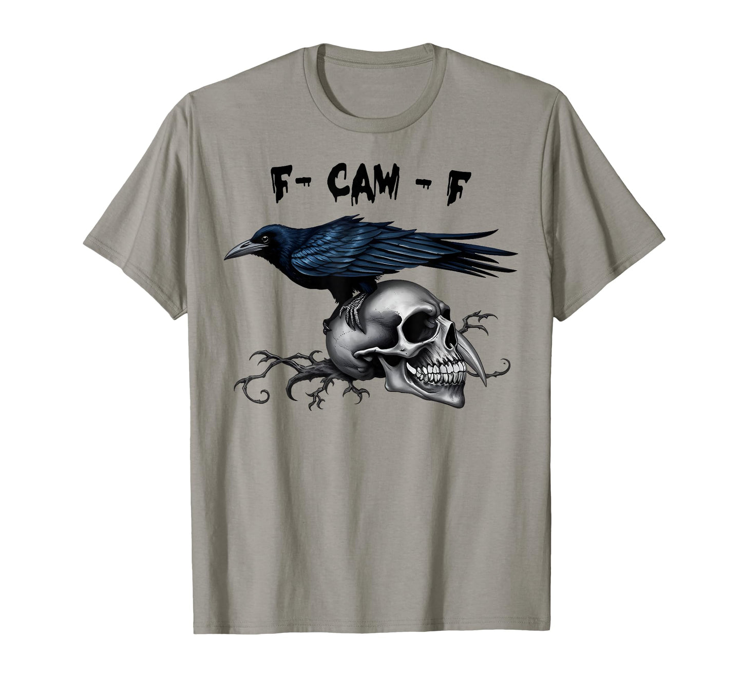 Funny F Caw F Raven Bird Skull Graphic Halloween Crow Pun T-Shirt