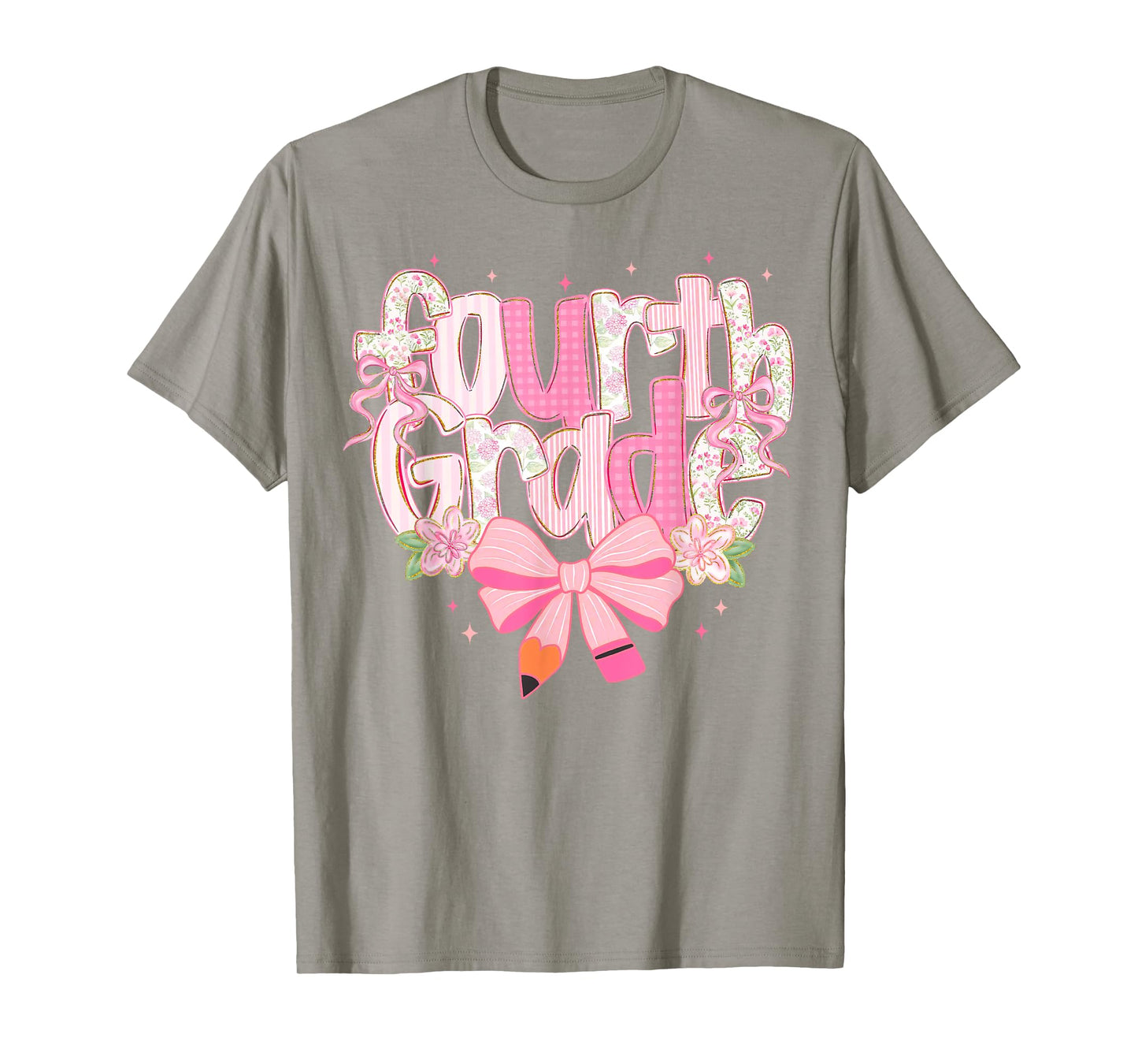 Preppy Back To School Floral 4th Grade Coquette Girl Kids T-Shirt