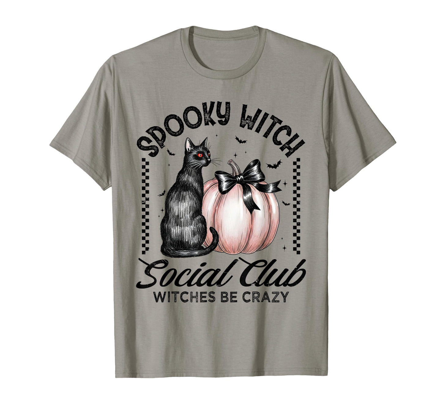 Spooky Witch Social Club Witches Be Crazy Halloween Cat T-Shirt
