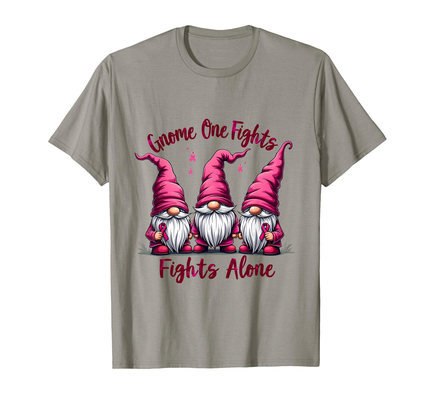 Gnome One Fights Alone Breast Cancer T-Shirt